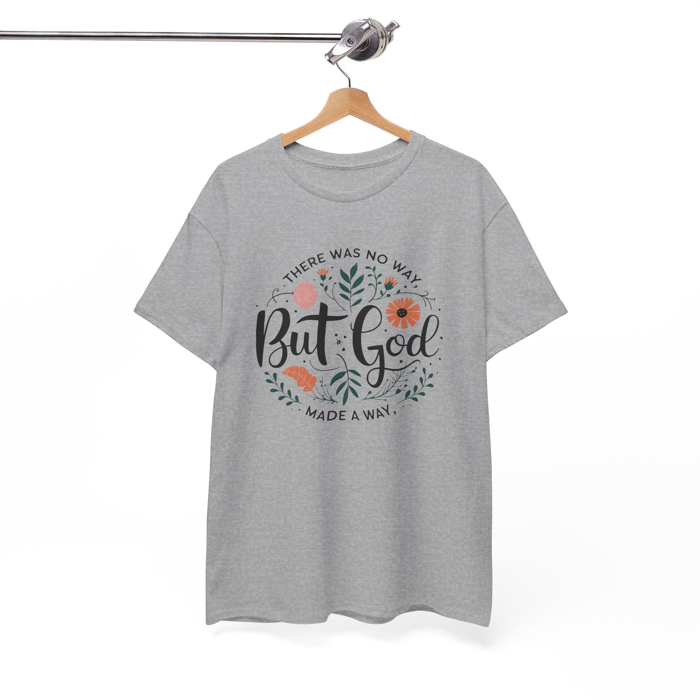 Inspirational Unisex Heavy Cotton Tee - "But God" Floral Design, Christian Gift, Faith Tee, Motivational Shirt, Casual Wear