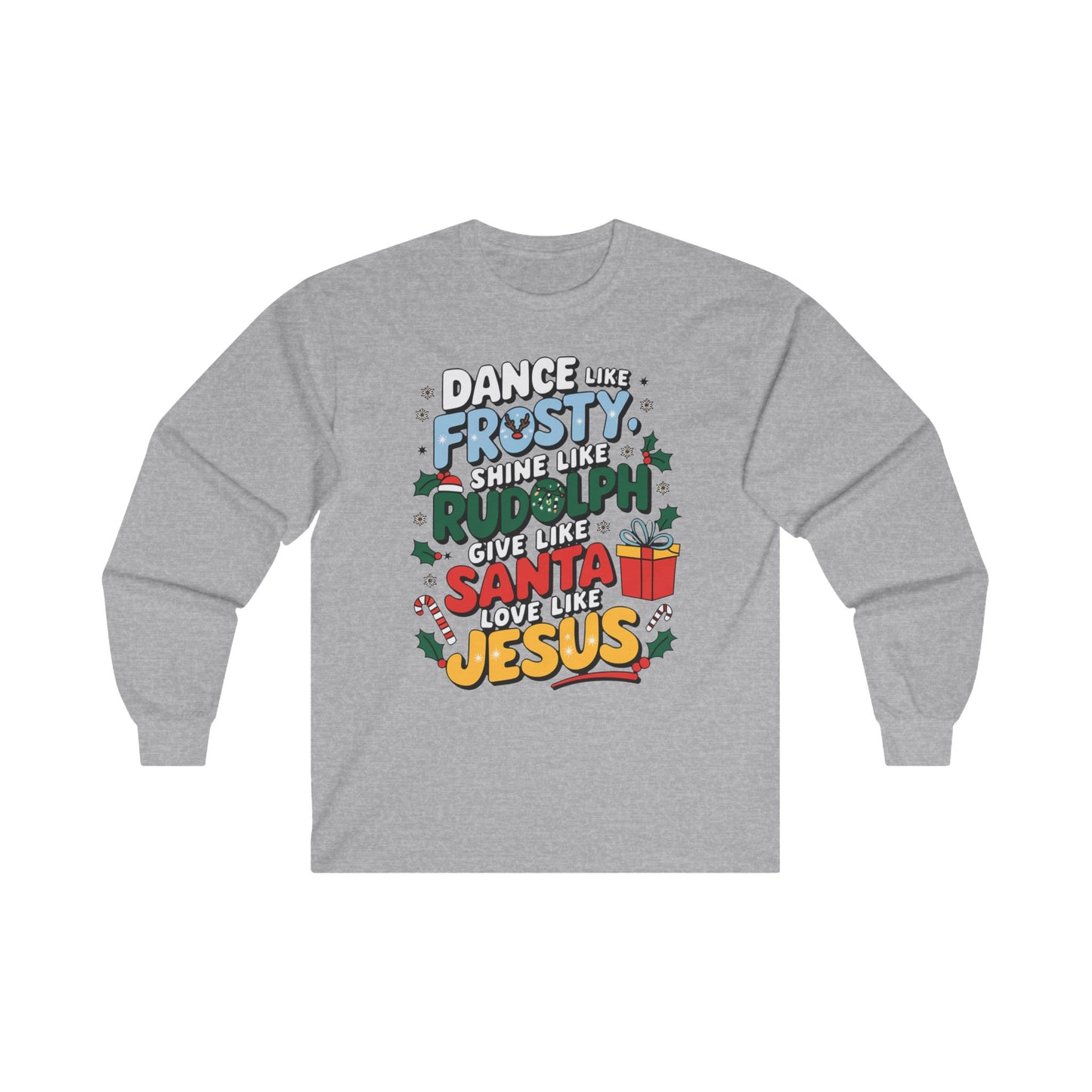 Holiday Unisex Heavy Cotton Long Sleeve Tee/Christmas Tee/Dance like Frosty/Christmas Retro Shirt