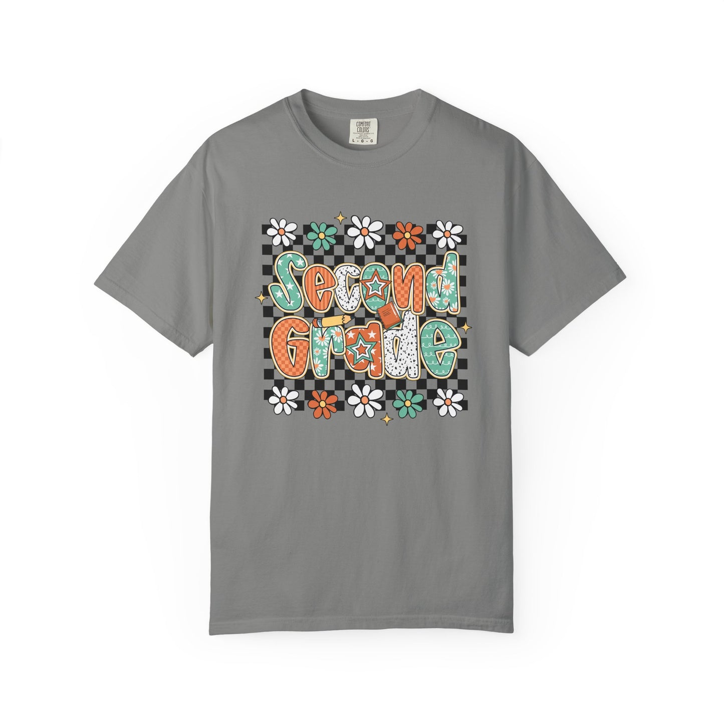 Retro Second Grade Teacher Tee Unisex Garment-Dyed T-shirt, School Teacher Gift, Back to School