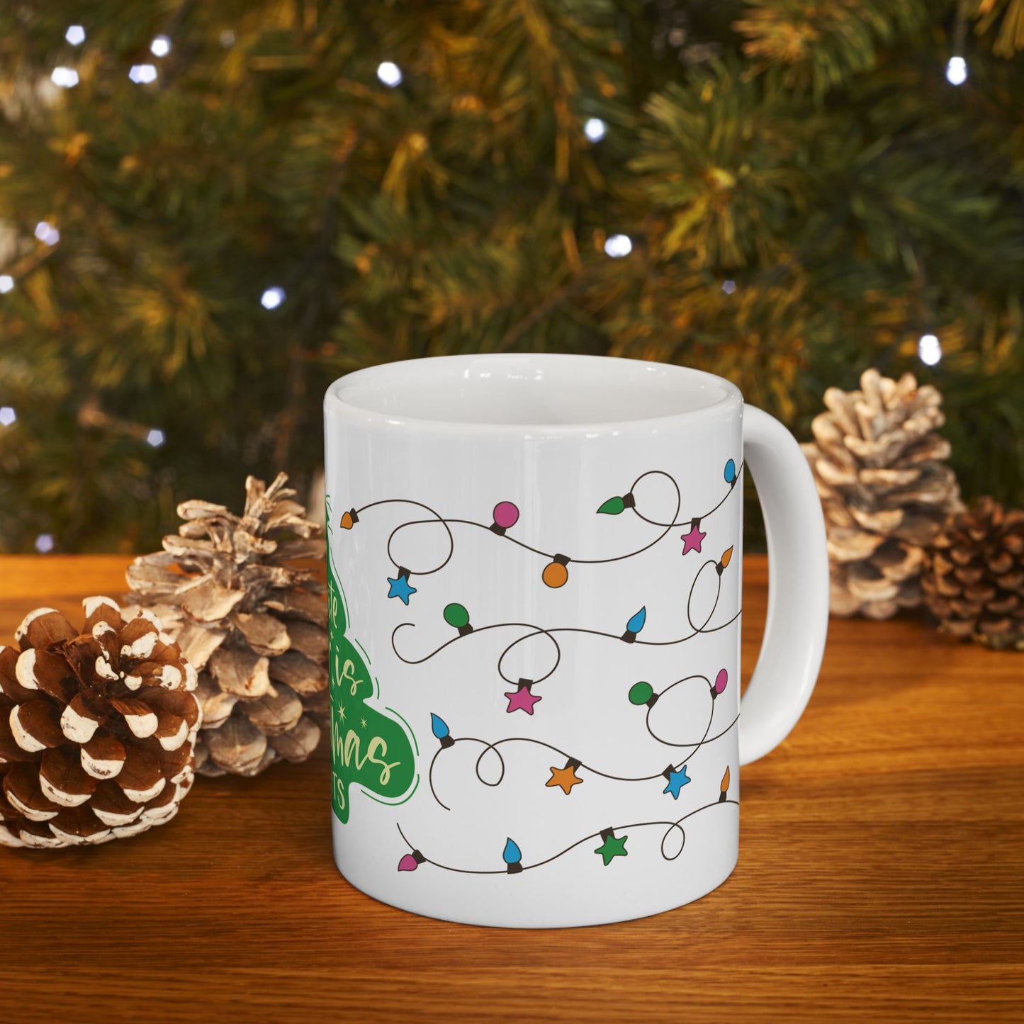 My favorite color is Christmas Lights Ceramic Mug, (11oz)