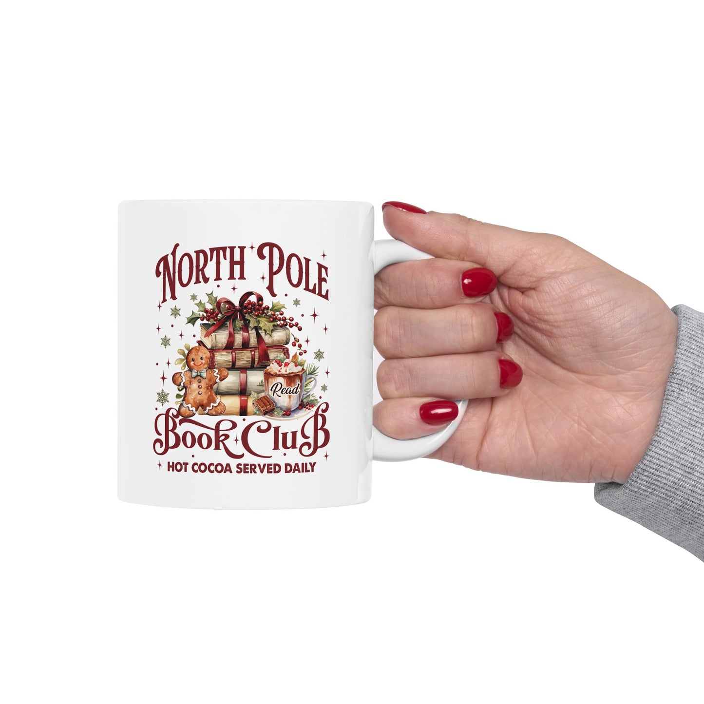 Reading Ceramic Mug, (11oz, 15oz)/Christmas Reading Mug/Christmas Book Mug/Reading coffee mug