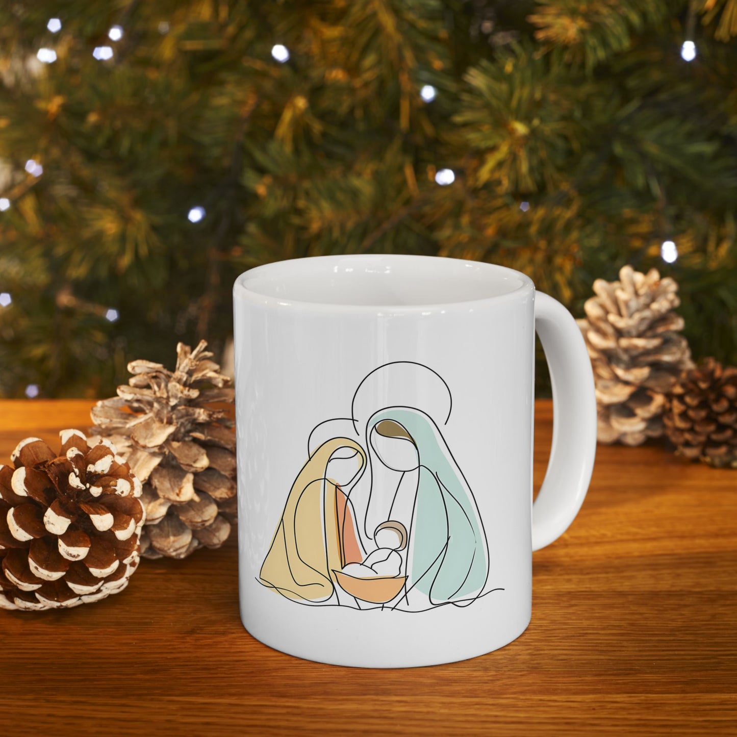Nativity Scene Ceramic Mug, (11oz, 15oz)/Nativity Mug/Nativity Scene
