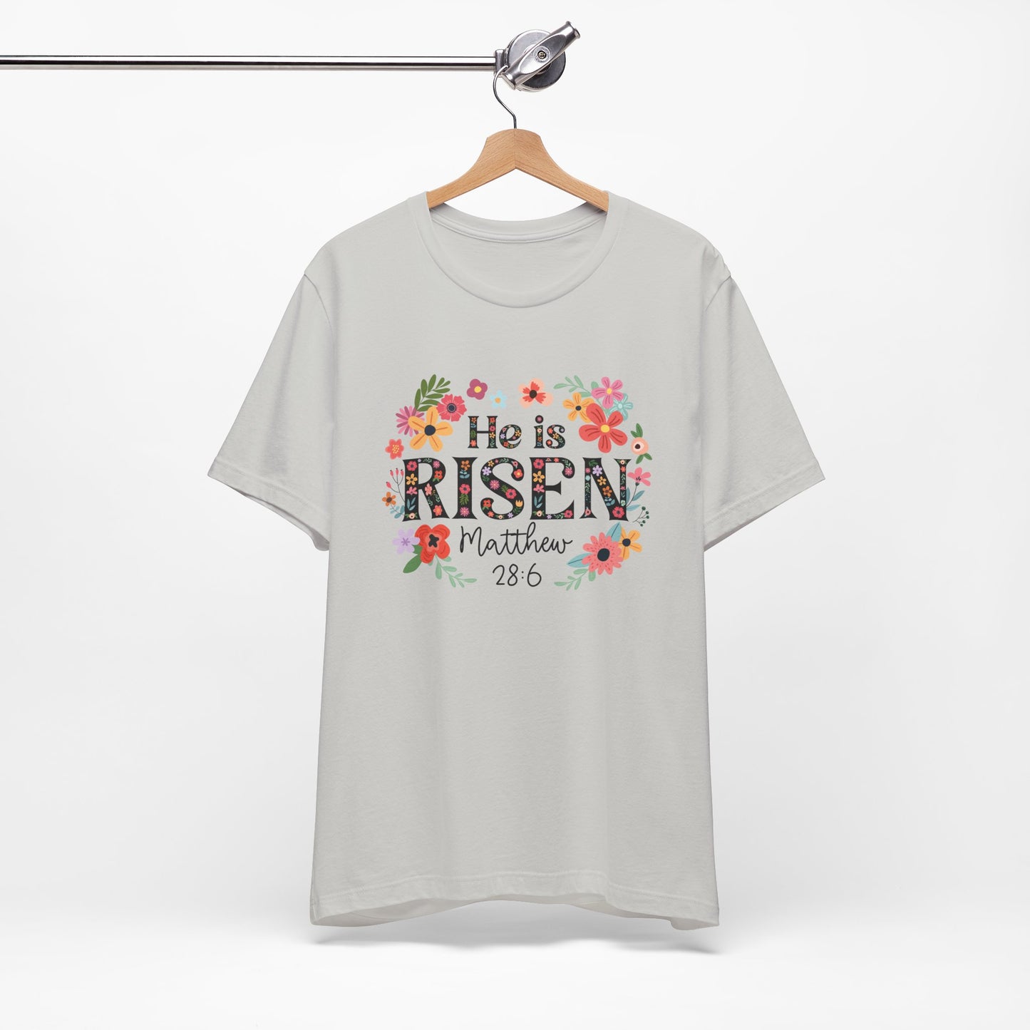 He is Risen Floral Tee, Easter Celebration Shirt, Christian Faith Apparel, Spring Outfit, Inspirational Gift