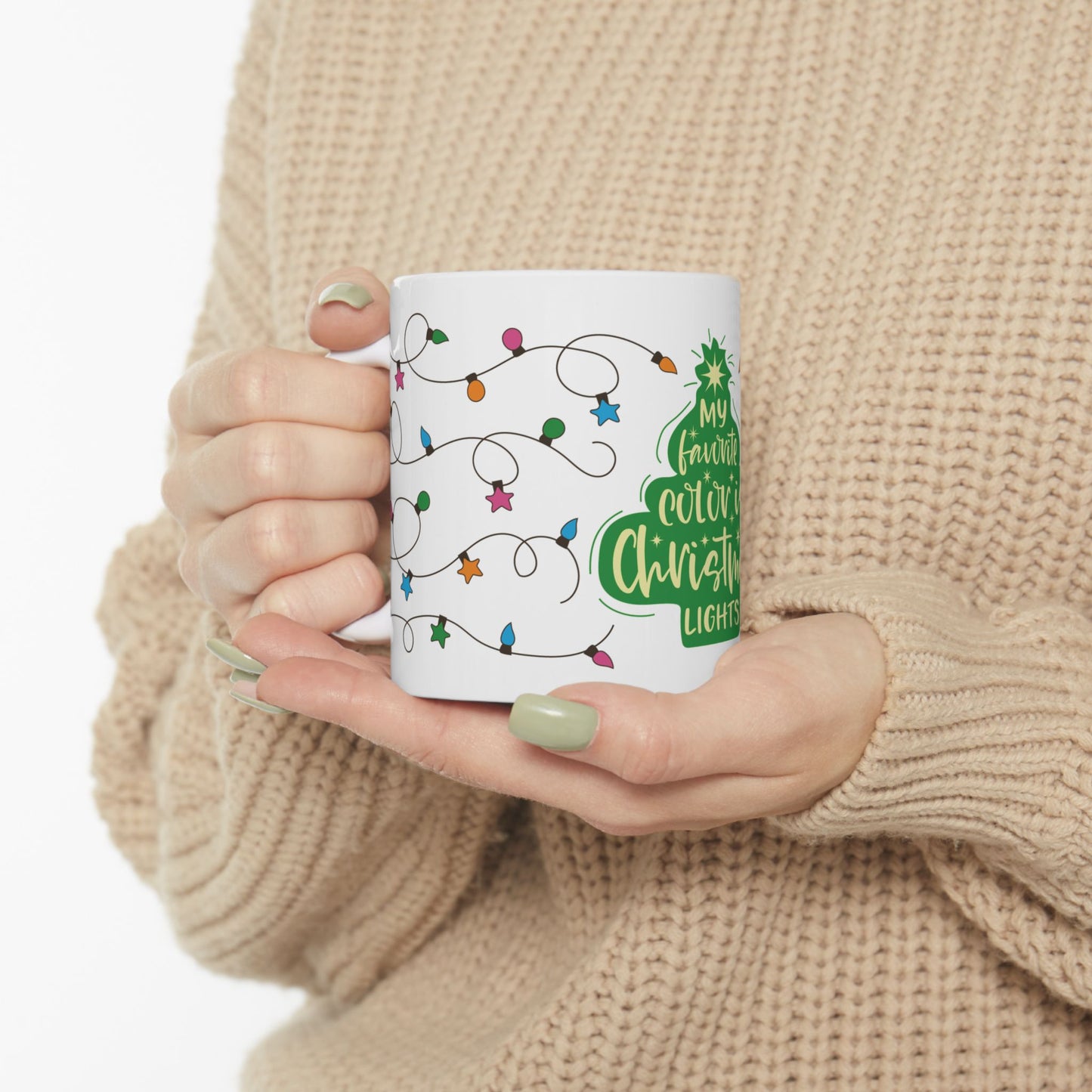My favorite color is Christmas Lights Ceramic Mug, (11oz)