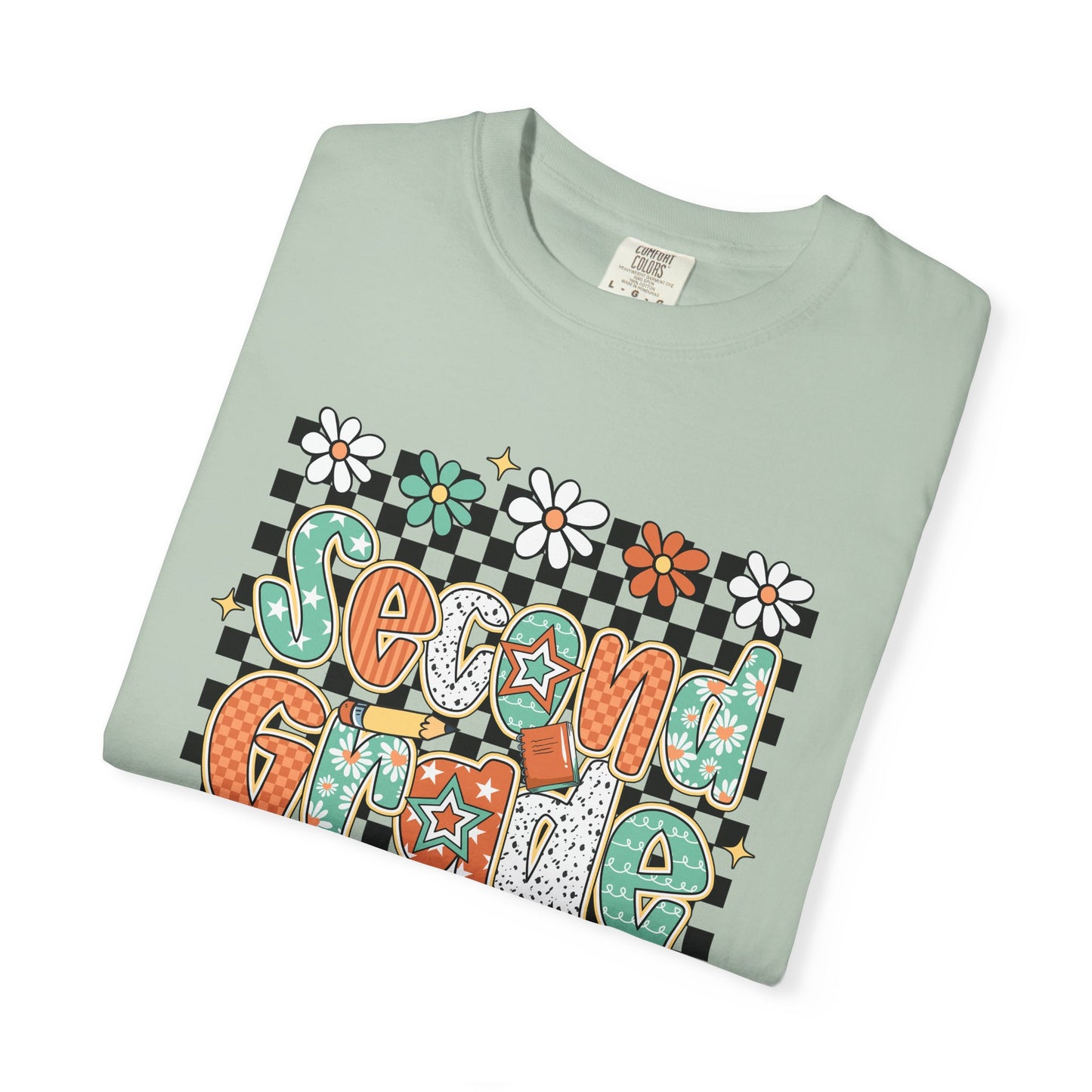 Retro Second Grade Teacher Tee Unisex Garment-Dyed T-shirt, School Teacher Gift, Back to School