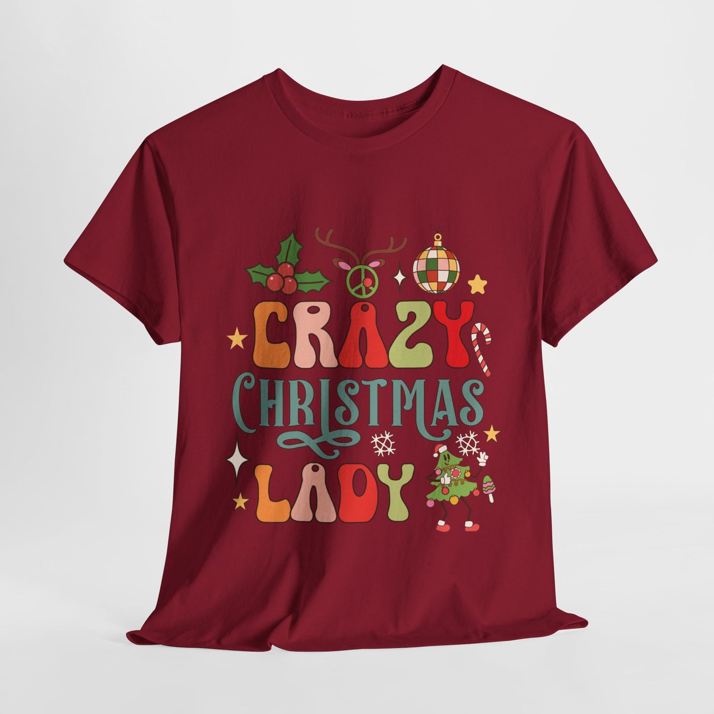 Crazy Christmas Lady Cotton Tee/ Christmas Shirt for Her