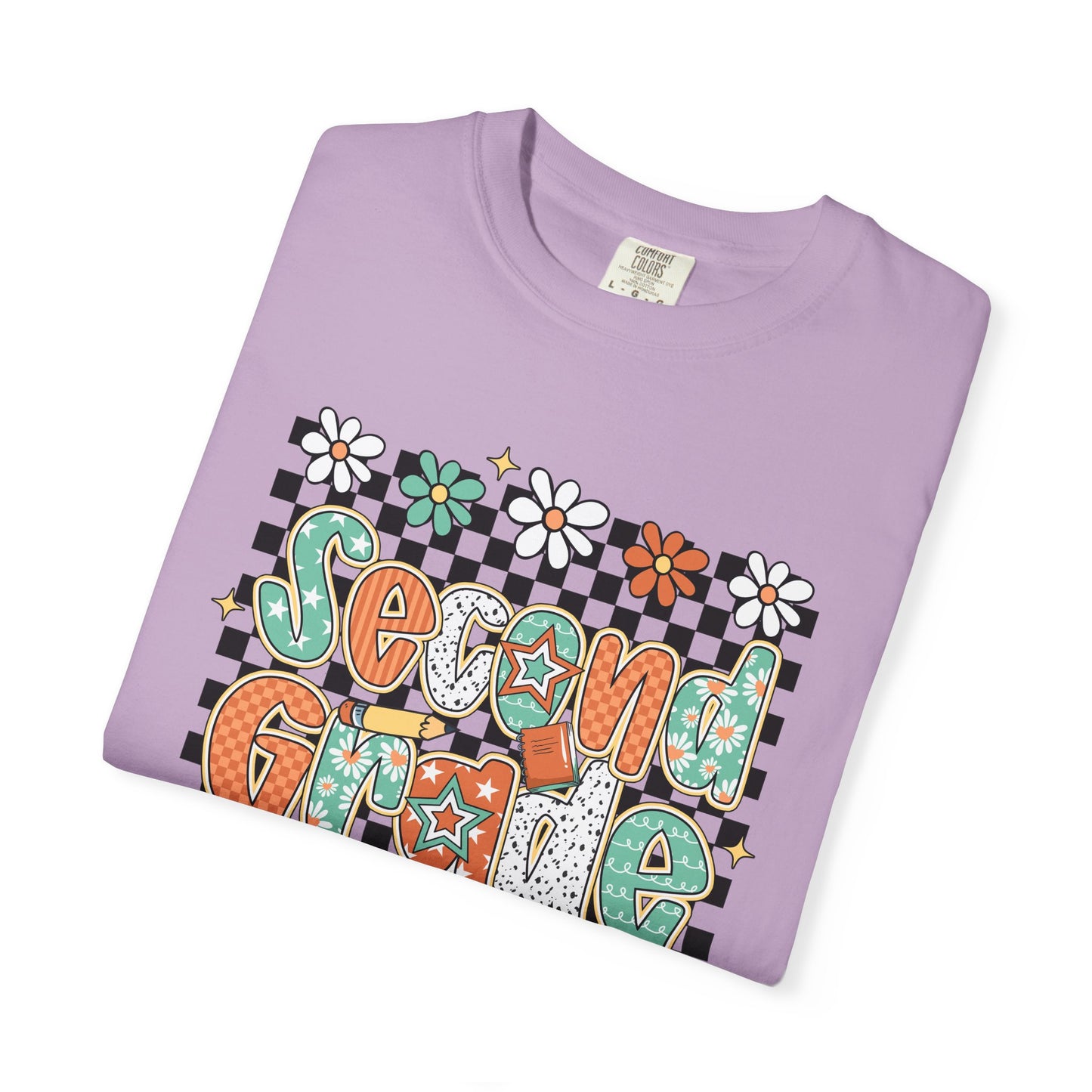 Retro Second Grade Teacher Tee Unisex Garment-Dyed T-shirt, School Teacher Gift, Back to School