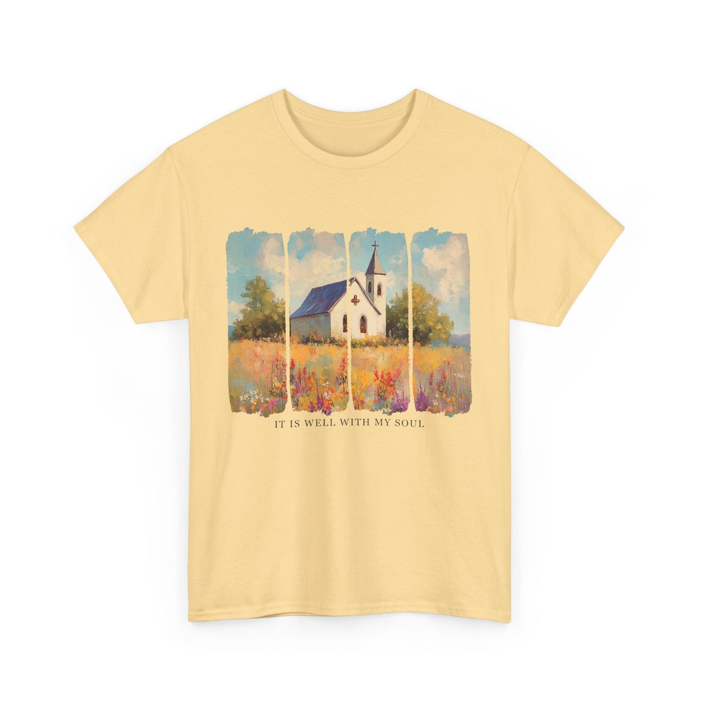 Inspirational Unisex Heavy Cotton Tee - "It Is Well With My Soul" - Faith Shirt, Spiritual Gift, Comfort Tee, Religious