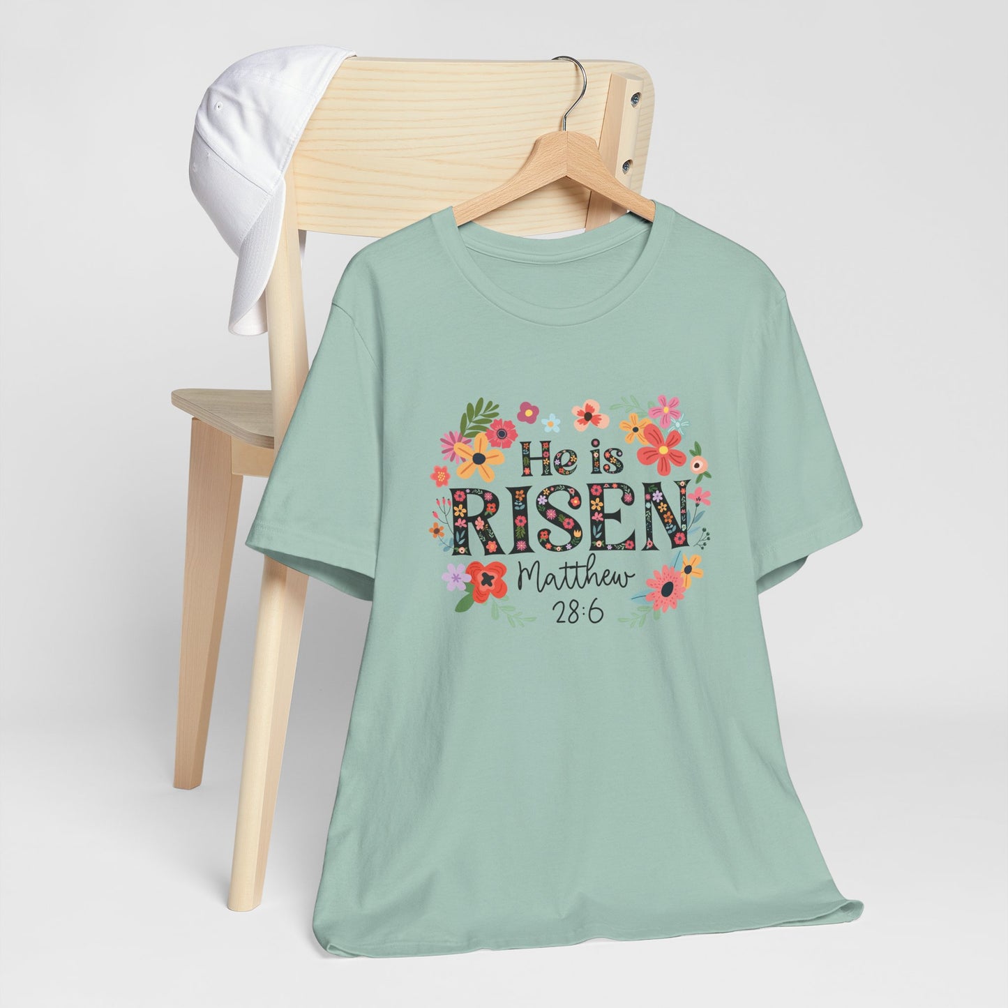 He is Risen Floral Tee, Easter Celebration Shirt, Christian Faith Apparel, Spring Outfit, Inspirational Gift