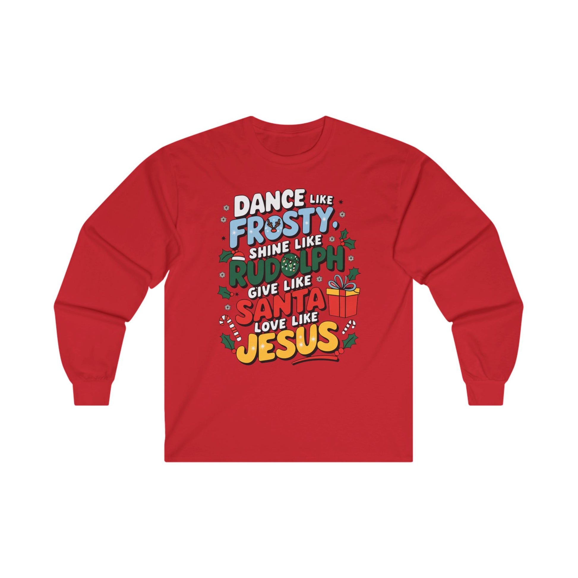 Holiday Unisex Heavy Cotton Long Sleeve Tee/Christmas Tee/Dance like Frosty/Christmas Retro Shirt