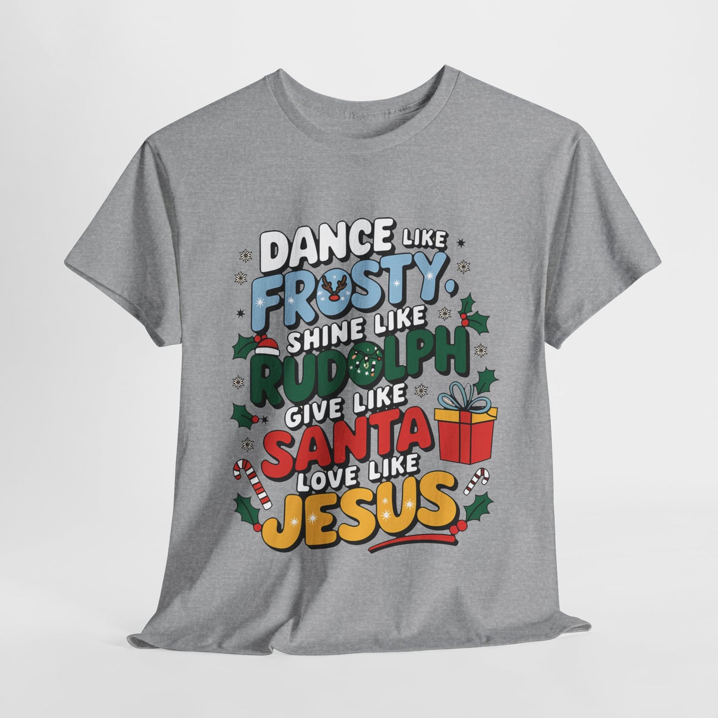 Holiday Unisex Heavy Cotton Tee/Christmas Tee/Dance like Frosty/Christmas Retro Shirt