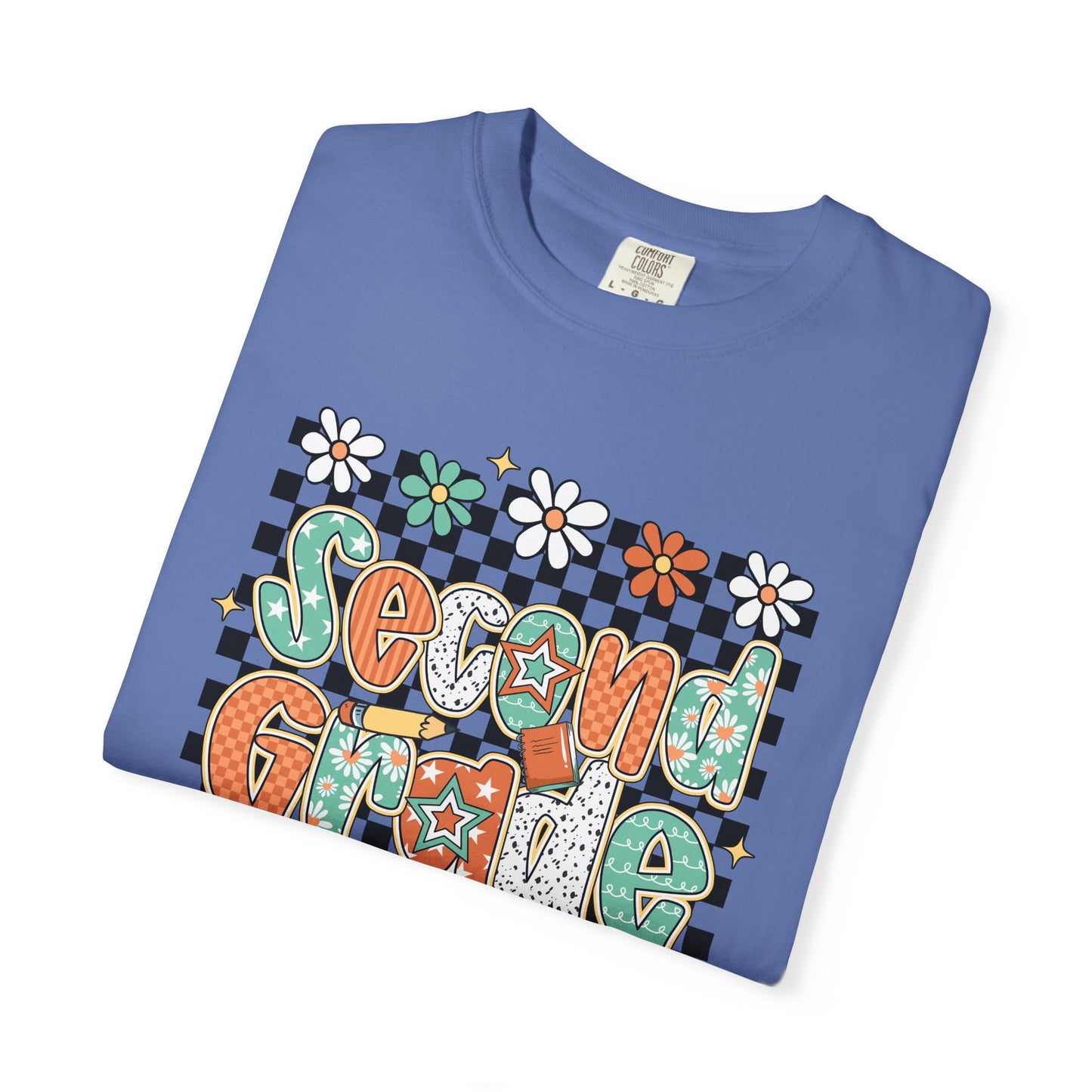 Retro Second Grade Teacher Tee Unisex Garment-Dyed T-shirt, School Teacher Gift, Back to School