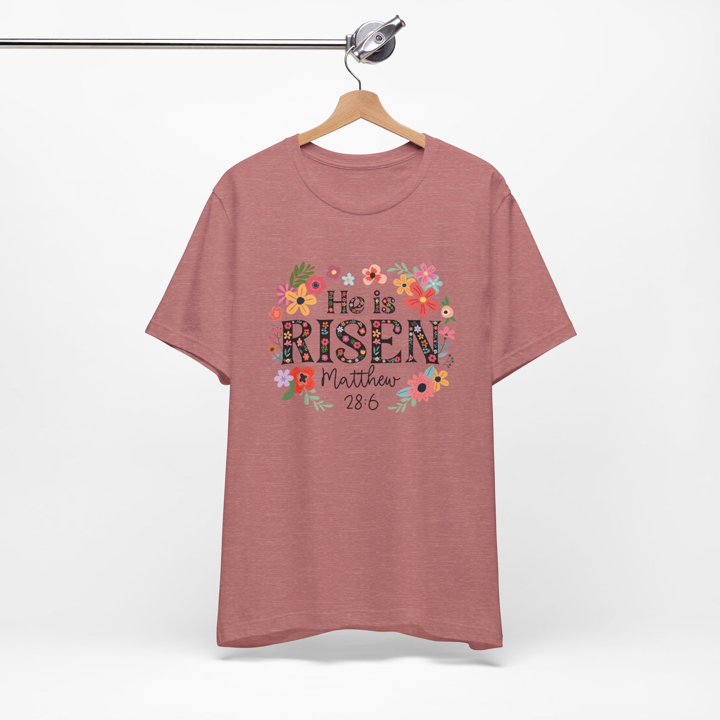 He is Risen Floral Tee, Easter Celebration Shirt, Christian Faith Apparel, Spring Outfit, Inspirational Gift