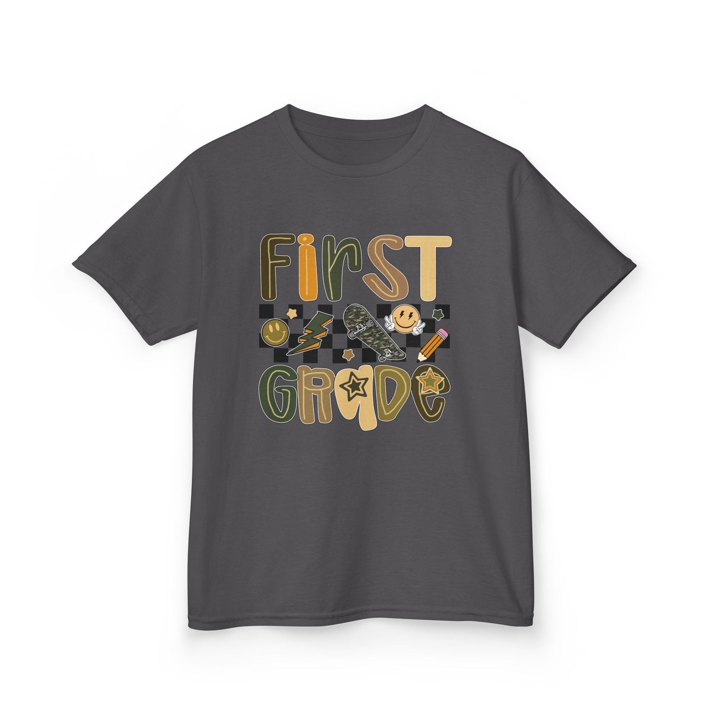 First Grade Kids Tee, Fun Children's Shirt, Back to School Apparel, Gift for Students, Classroom Wear, Summer Camp T-Shirt