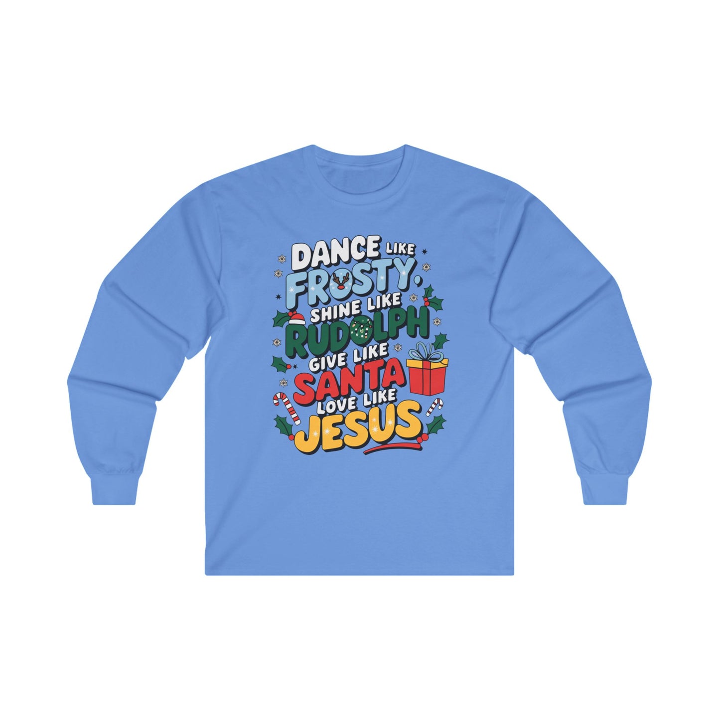 Holiday Unisex Heavy Cotton Long Sleeve Tee/Christmas Tee/Dance like Frosty/Christmas Retro Shirt