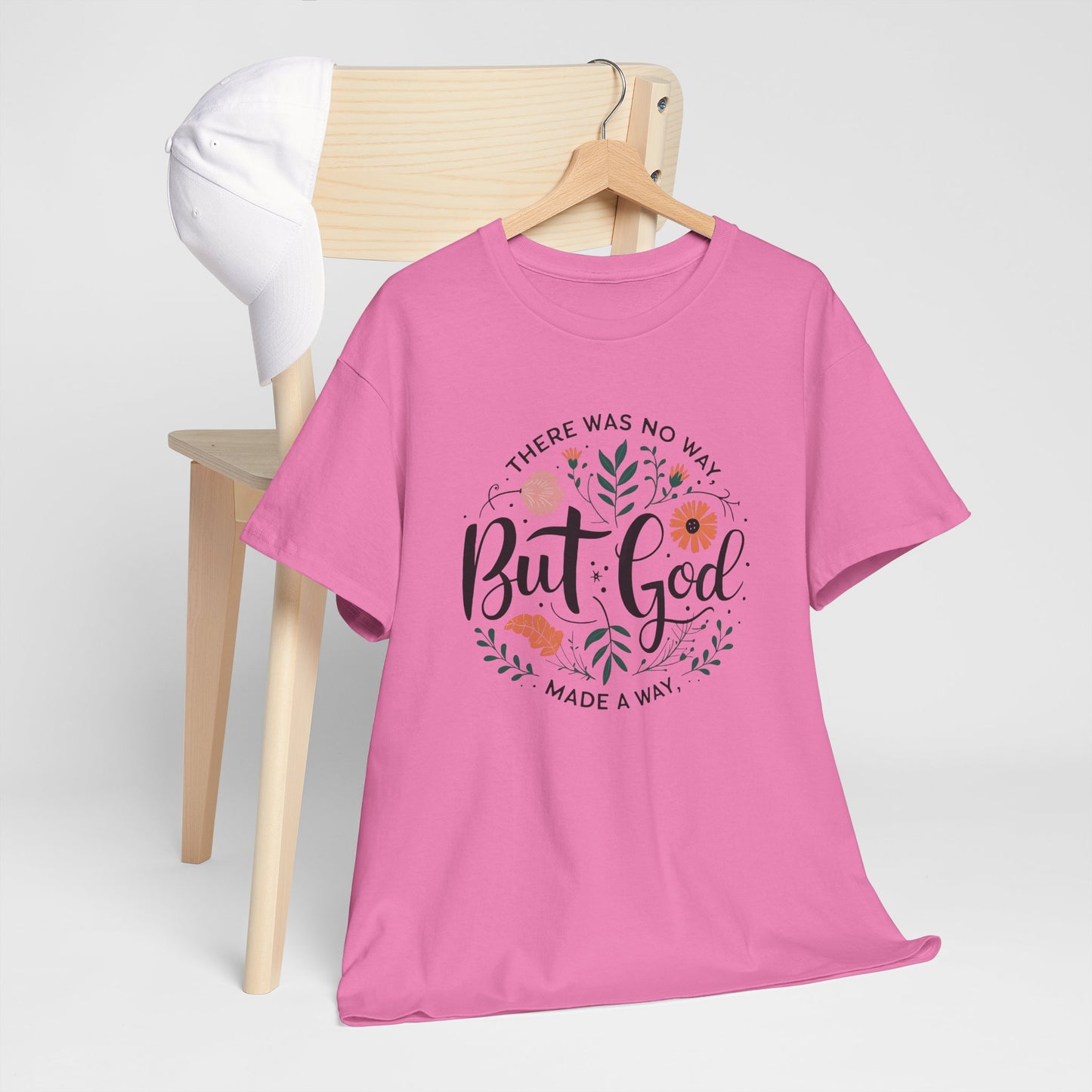 Inspirational Unisex Heavy Cotton Tee - "But God" Floral Design, Christian Gift, Faith Tee, Motivational Shirt, Casual Wear