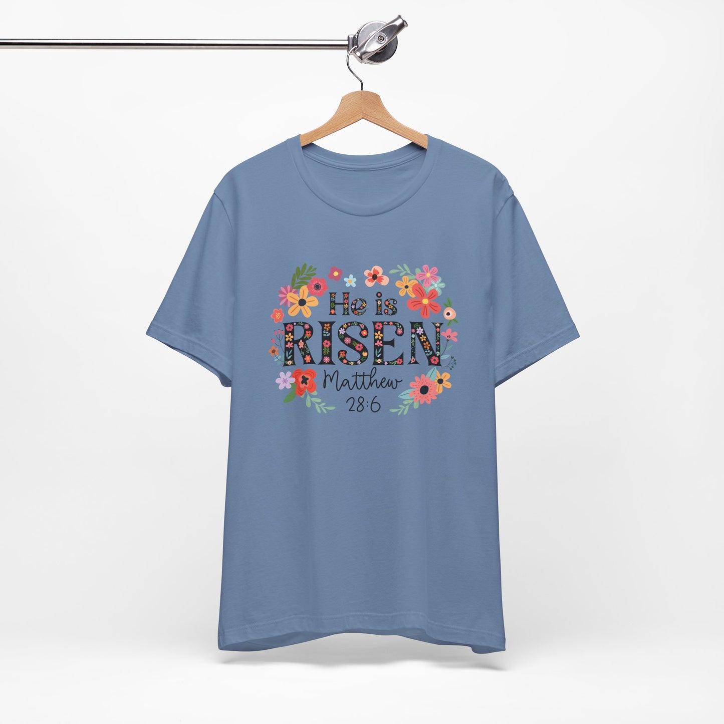 He is Risen Floral Tee, Easter Celebration Shirt, Christian Faith Apparel, Spring Outfit, Inspirational Gift