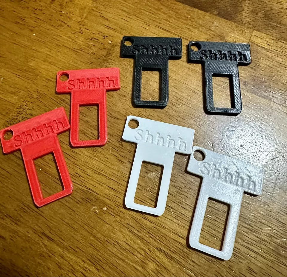 2 Universal Car Seat Belt Buckle Clip /Shhh Design /keychain