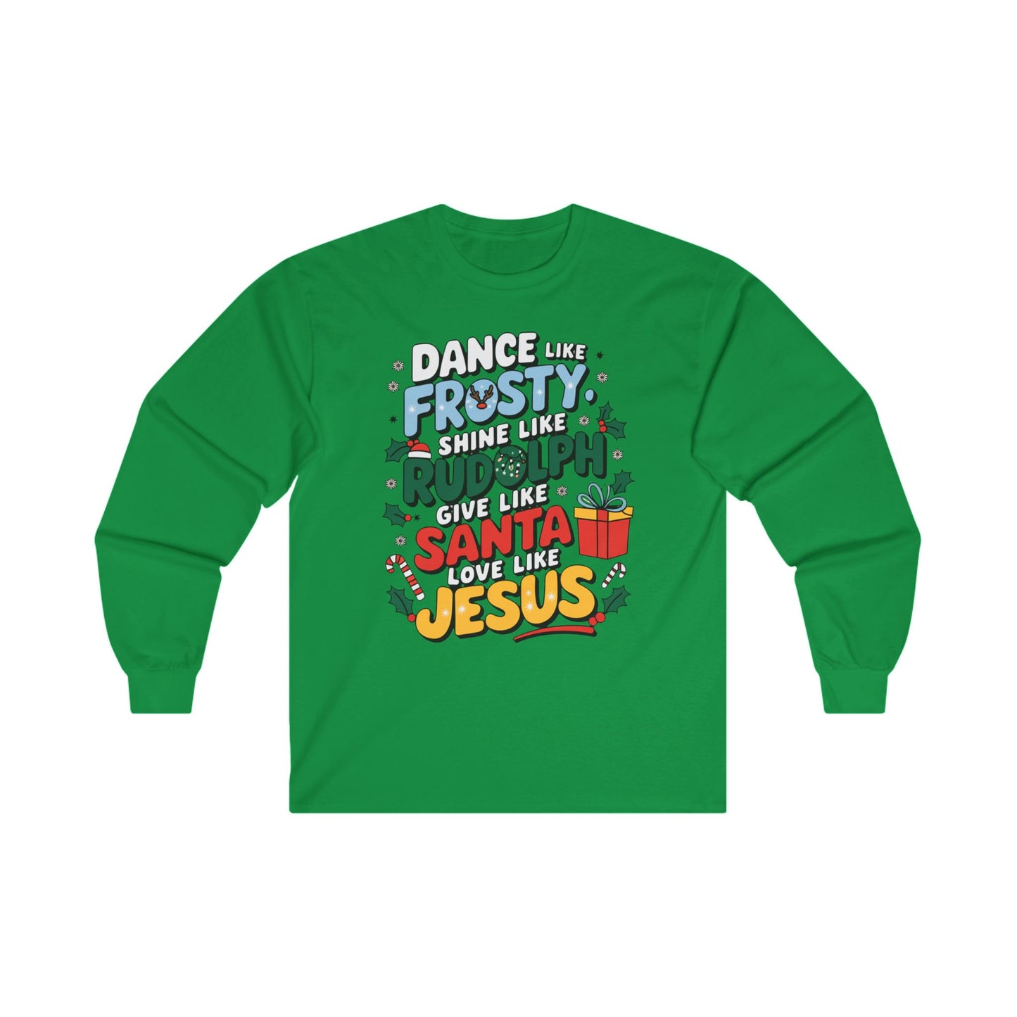 Holiday Unisex Heavy Cotton Long Sleeve Tee/Christmas Tee/Dance like Frosty/Christmas Retro Shirt