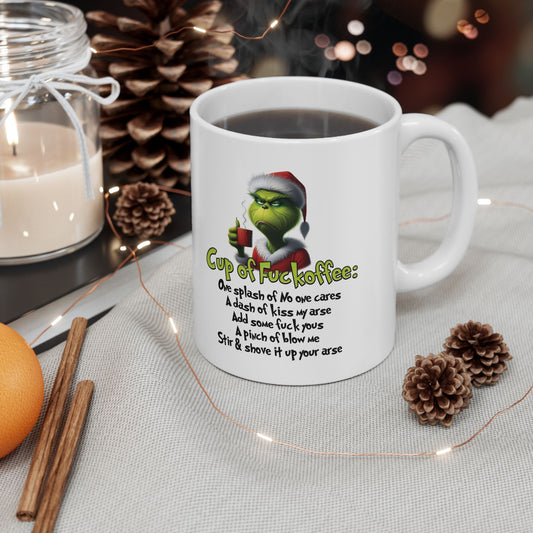 Grinch Theme Coffee Ceramic Mug, (11oz)/ Funny Grinch coffee mug