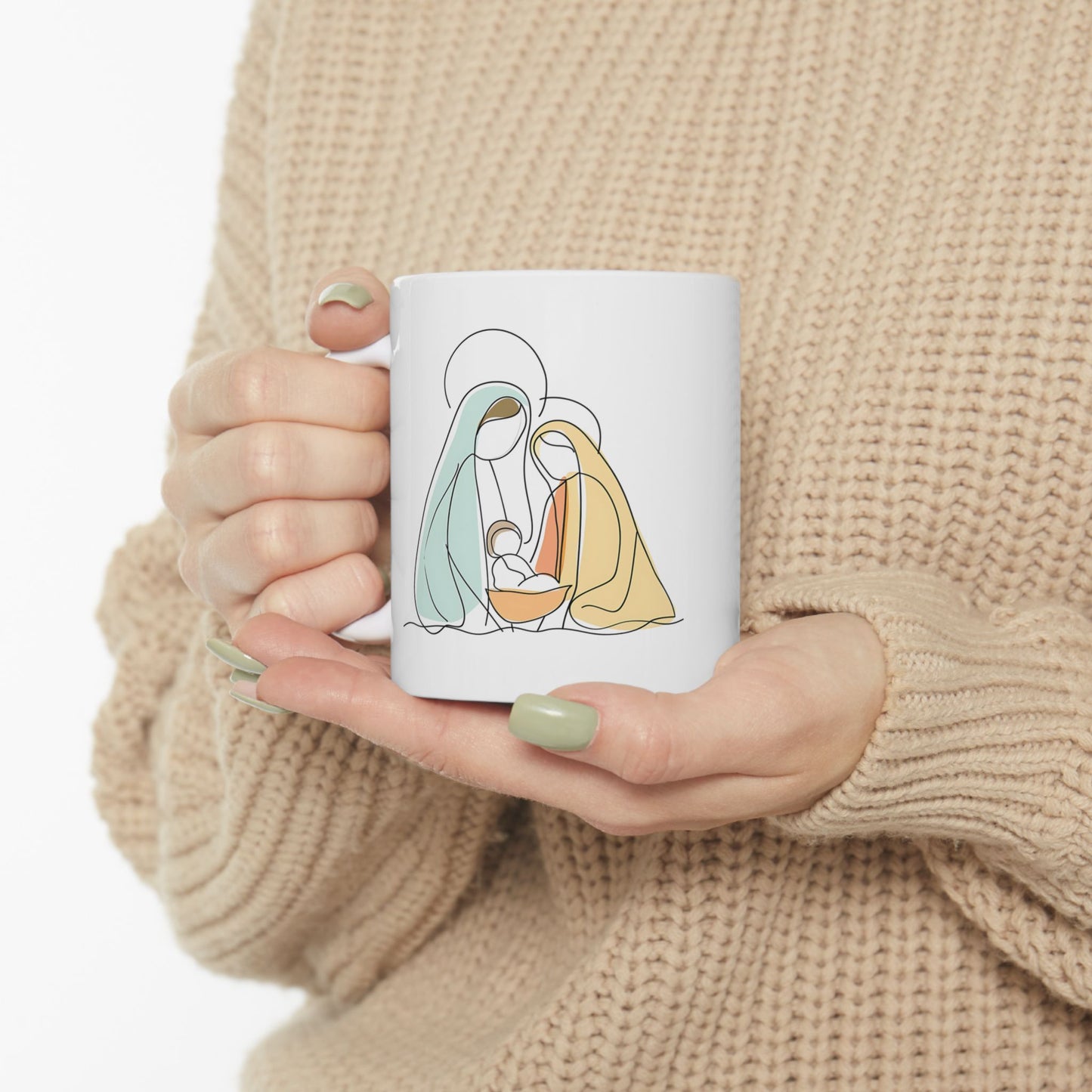 Nativity Scene Ceramic Mug, (11oz, 15oz)/Nativity Mug/Nativity Scene