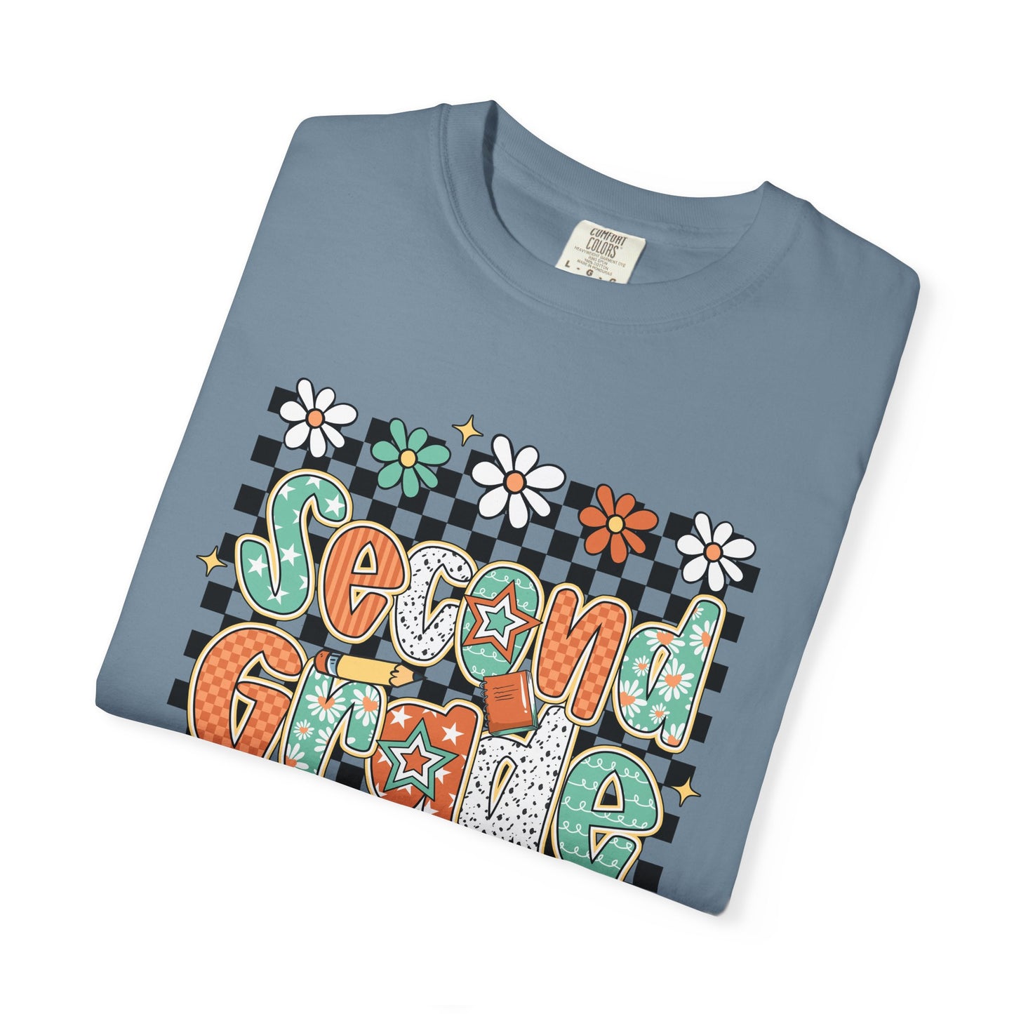 Retro Second Grade Teacher Tee Unisex Garment-Dyed T-shirt, School Teacher Gift, Back to School