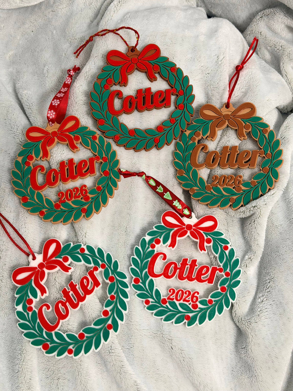Christmas Ornament, Personalized Christmas Wreath Ornament