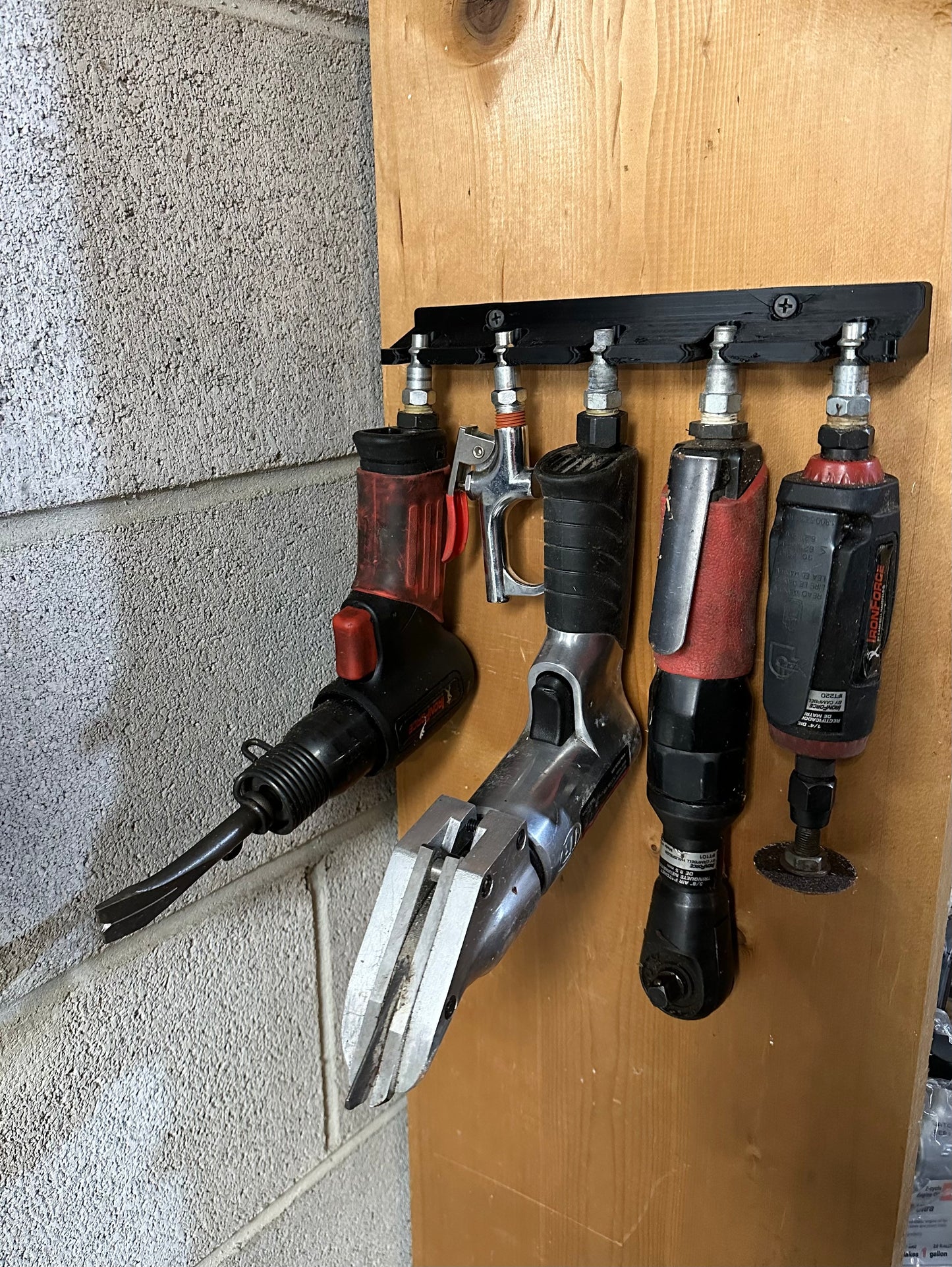 Five Slot Air Tool Holder/ Wall Mount 3D Printed