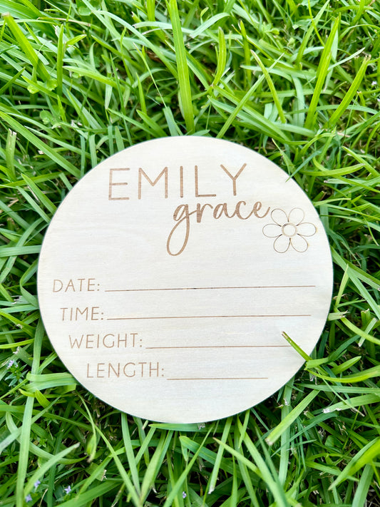 Baby name sign announcement/Baby stats sign