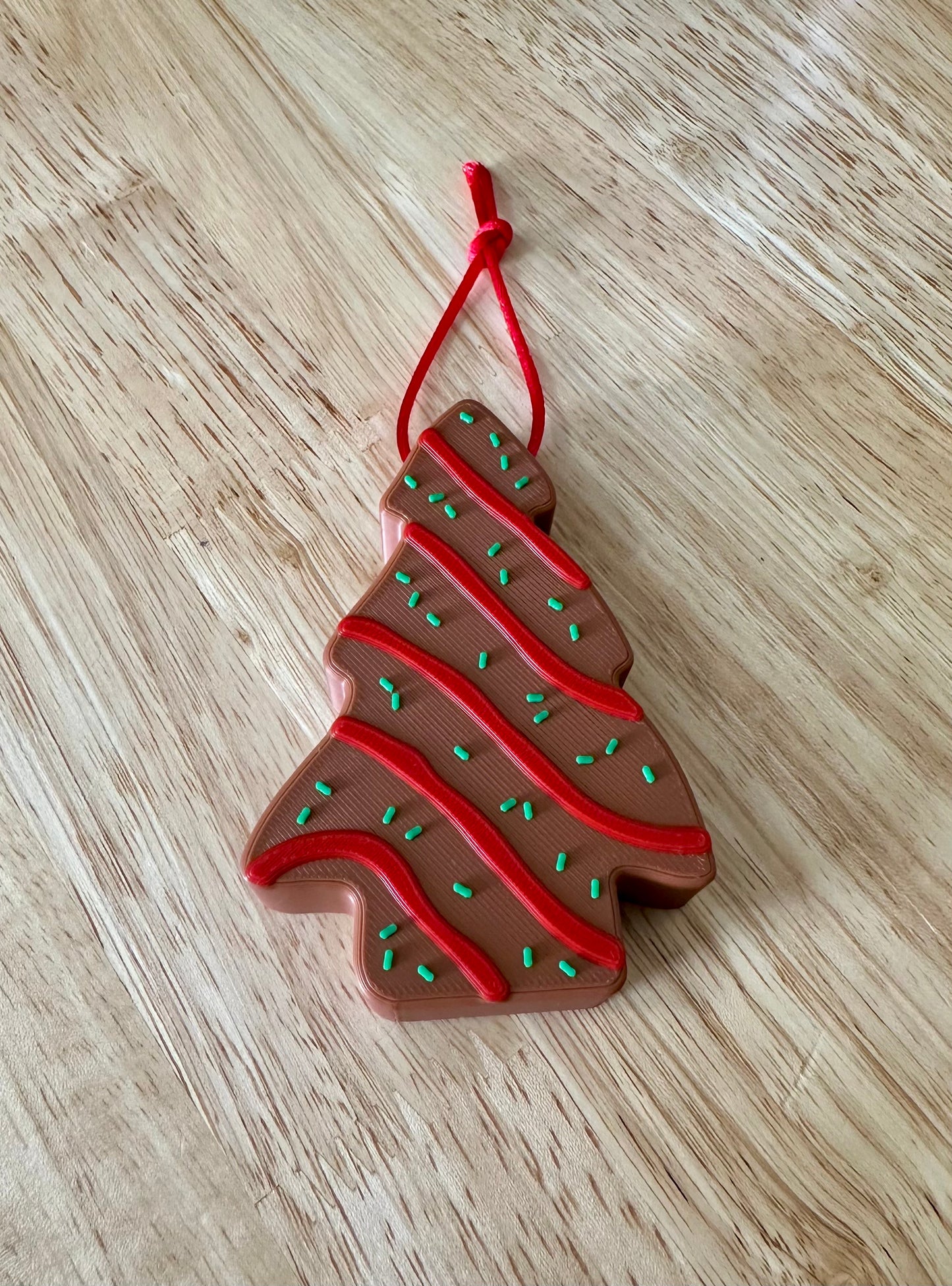 Christmas tree cake ornament, snack cake ornament, Chocolate Christmas tree cake