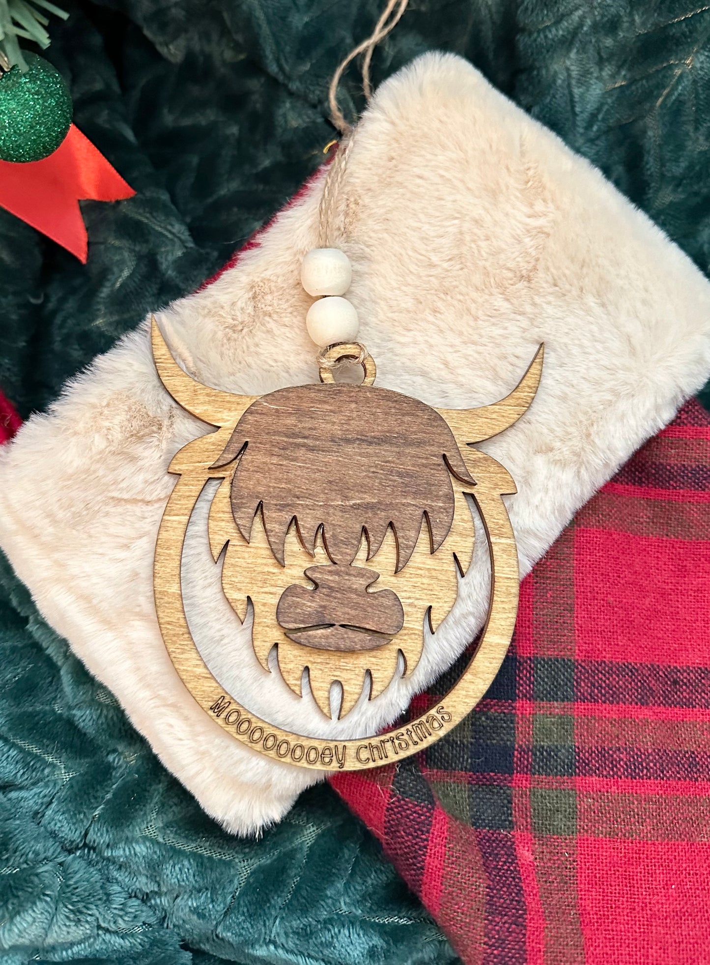 Highland Cow Ornament /  Mooooey Christmas Cow Ornament