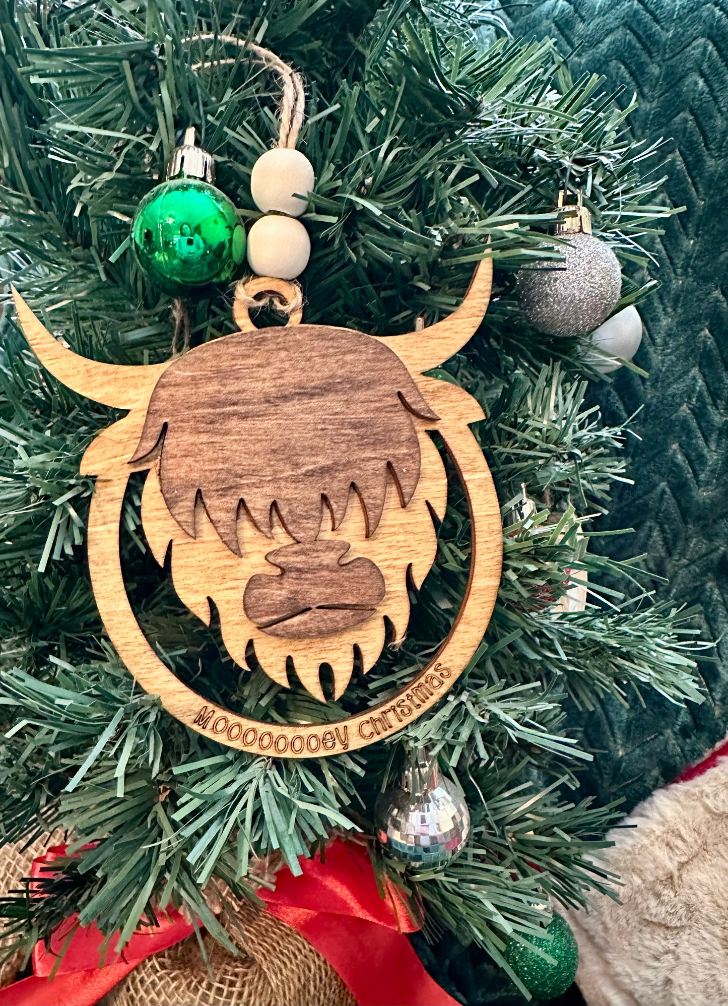 Highland Cow Ornament /  Mooooey Christmas Cow Ornament