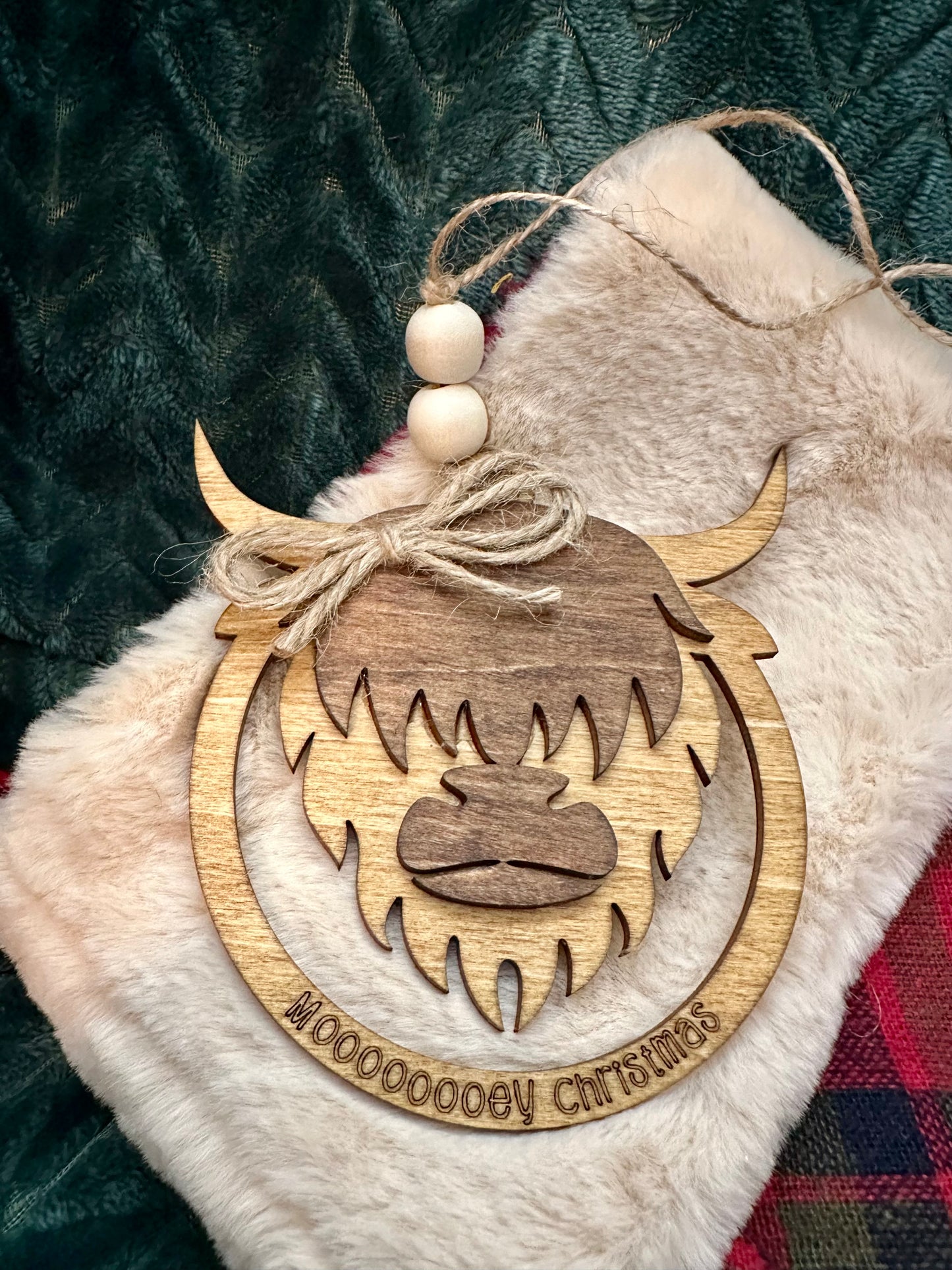 Highland Cow Ornament /  Mooooey Christmas Cow Ornament
