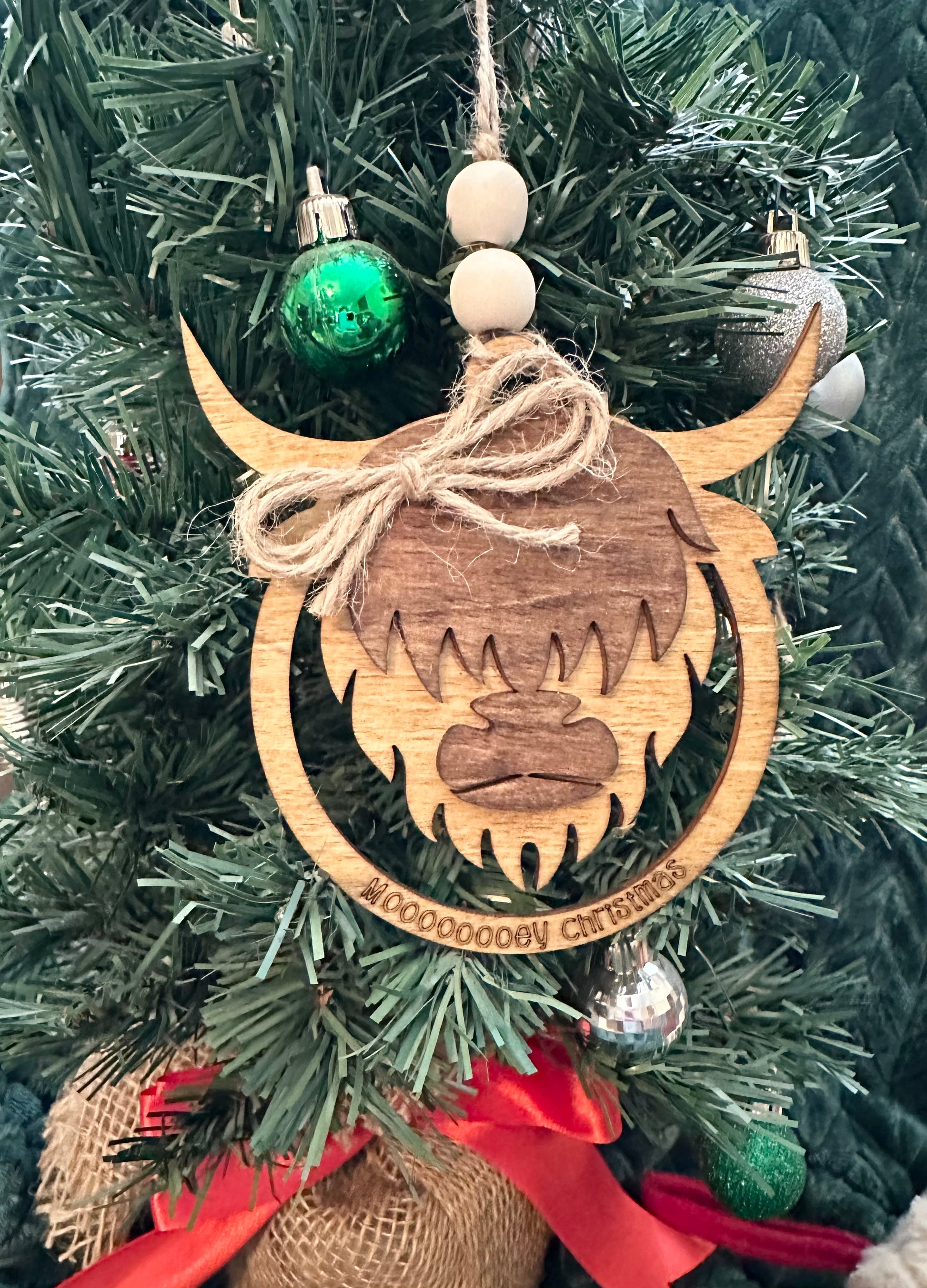 Highland Cow Ornament /  Mooooey Christmas Cow Ornament