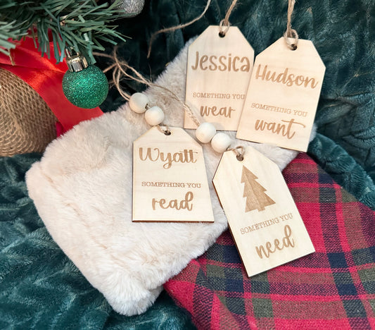 Personalized Gift Tag/ Something you want/Something you need/Something to Read/Something to Wear