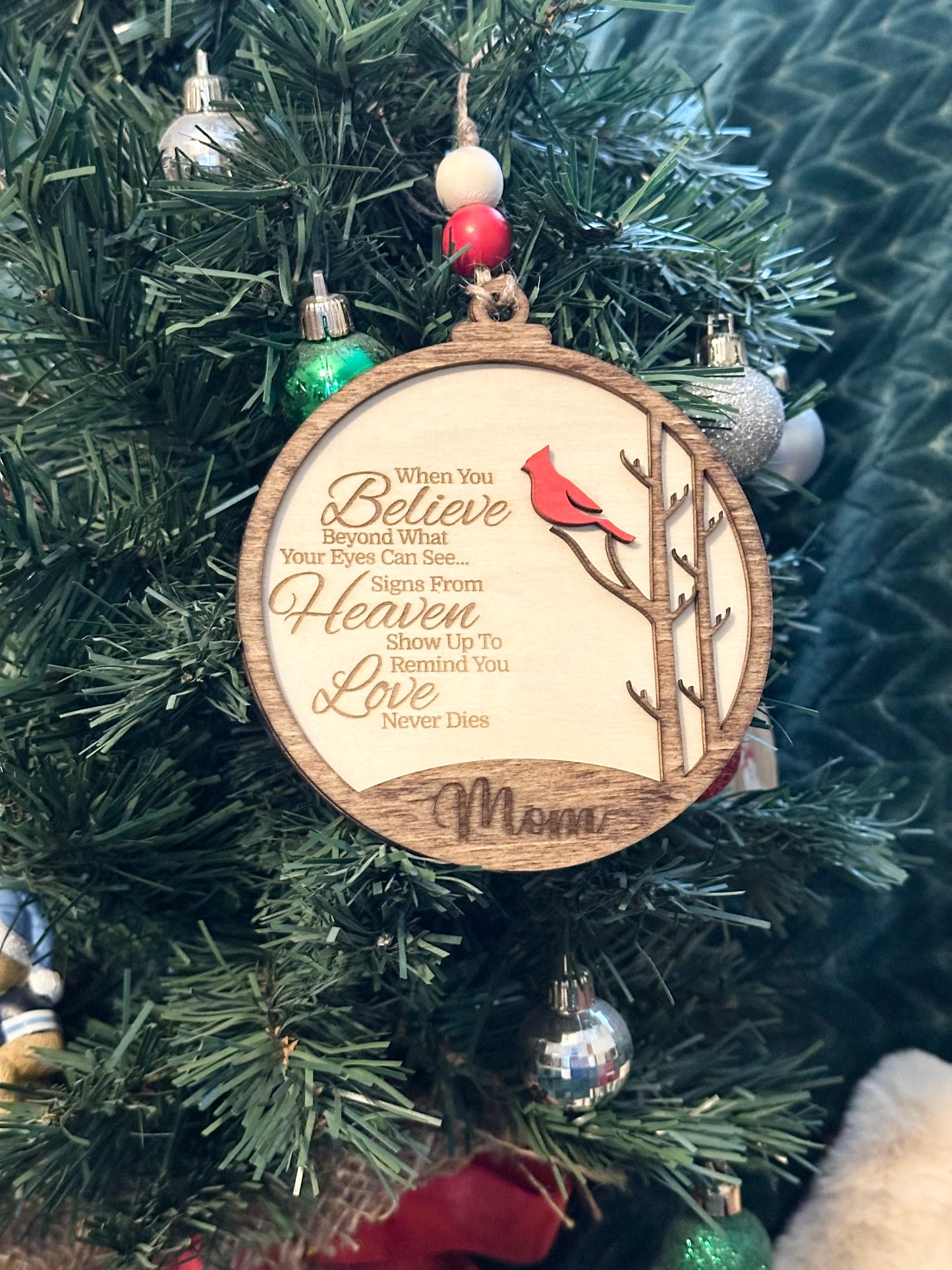 Cardinal Memorial Christmas Ornament/ Personalized Ornament