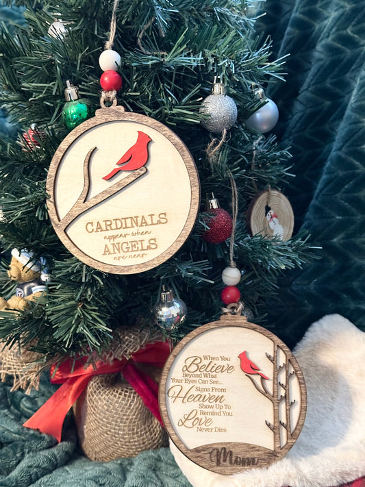 Cardinal Memorial Christmas Ornament/ Personalized Ornament