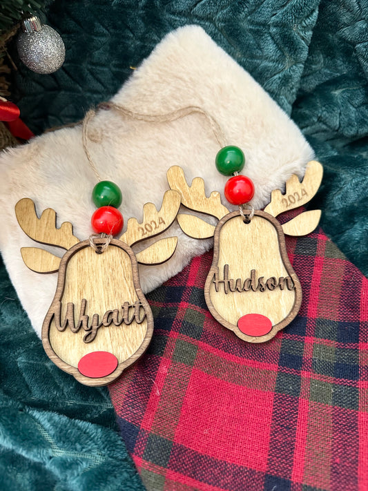 Personalized Reindeer Christmas Ornament/Rudolph Ornament
