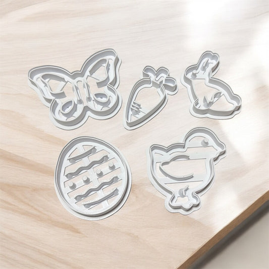 Easter Cookie Cutters Set, 5 Pieces with Butterfly, Carrot, Bunny, Chick, Egg
