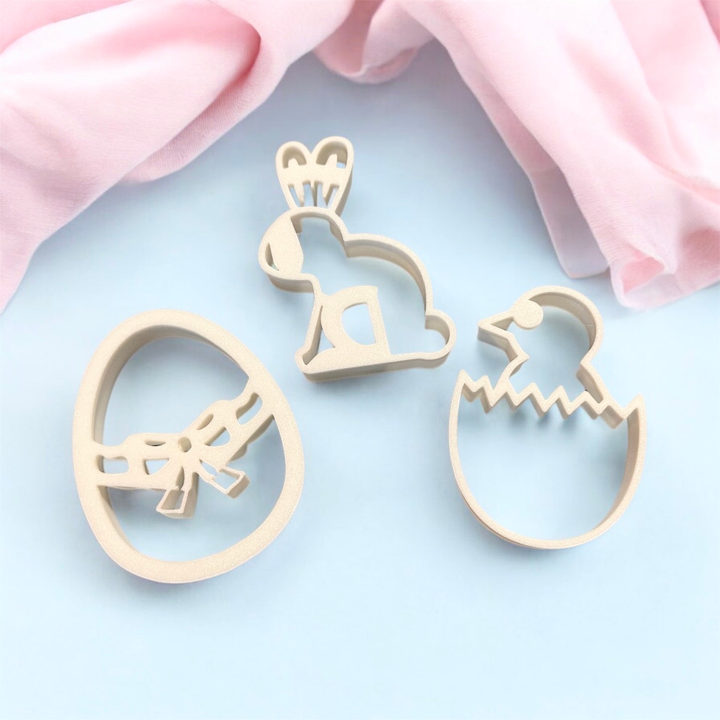 Easter Cookie Cutter Stamp Set, 3 Pieces with Chick, Egg, & Bunny, Spring Cookie