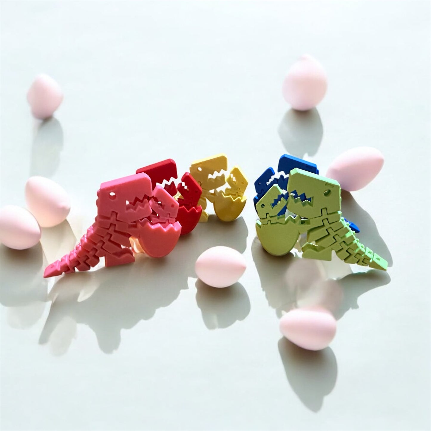 Easter 3d Printed t-rex and baby t-rex articulated dinosaurs 2 pack, Easter Basket stuffer