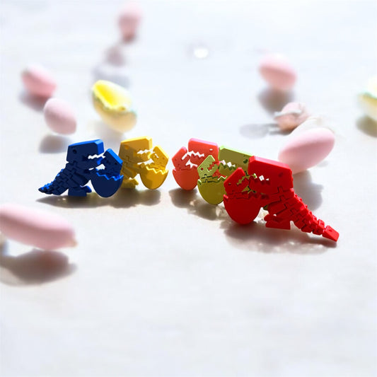 Easter 3d Printed t-rex and baby t-rex articulated dinosaurs 2 pack, Easter Basket stuffer