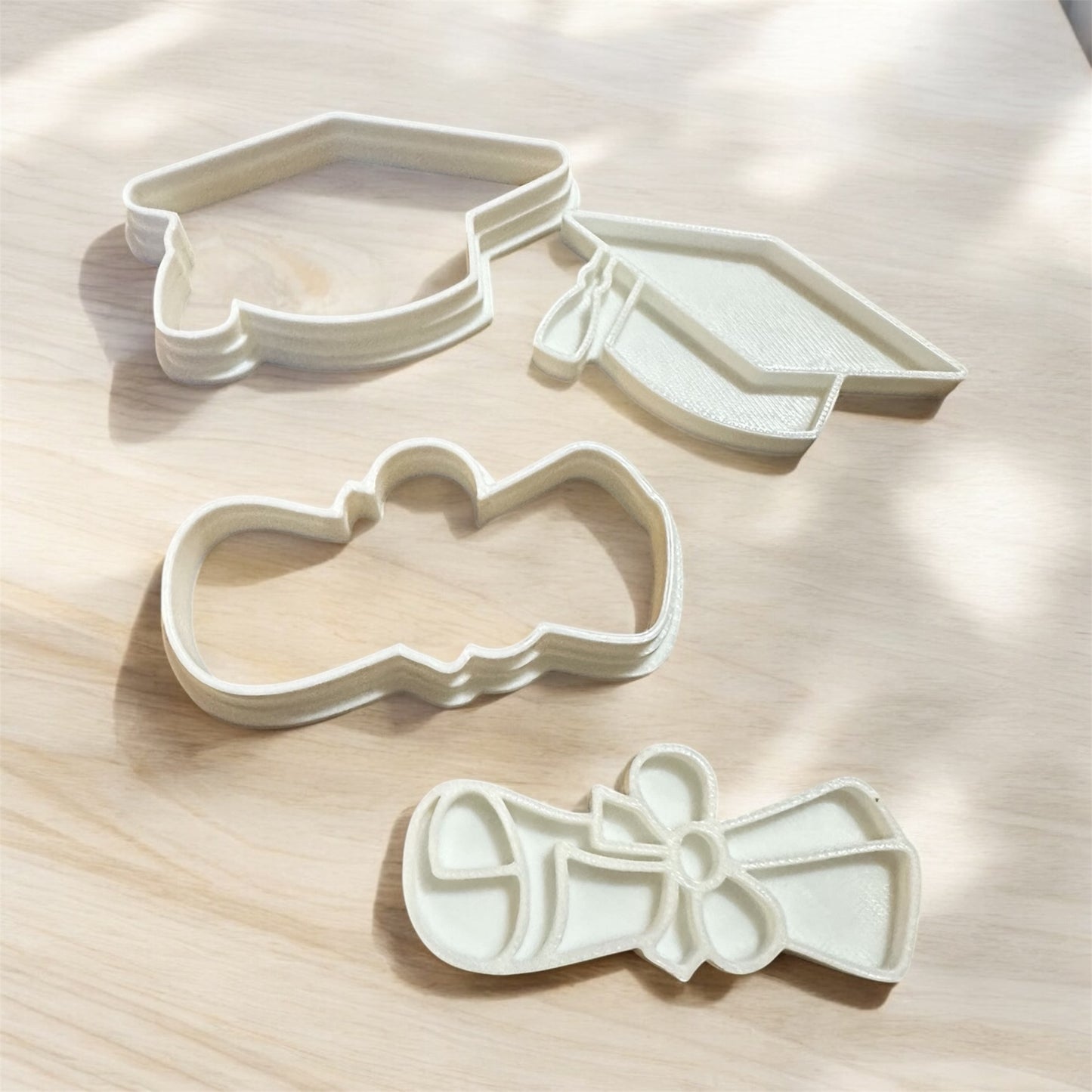 Graduation Cookie Cutter Stamps set of 2, cap and gown and diploma cookie cutter