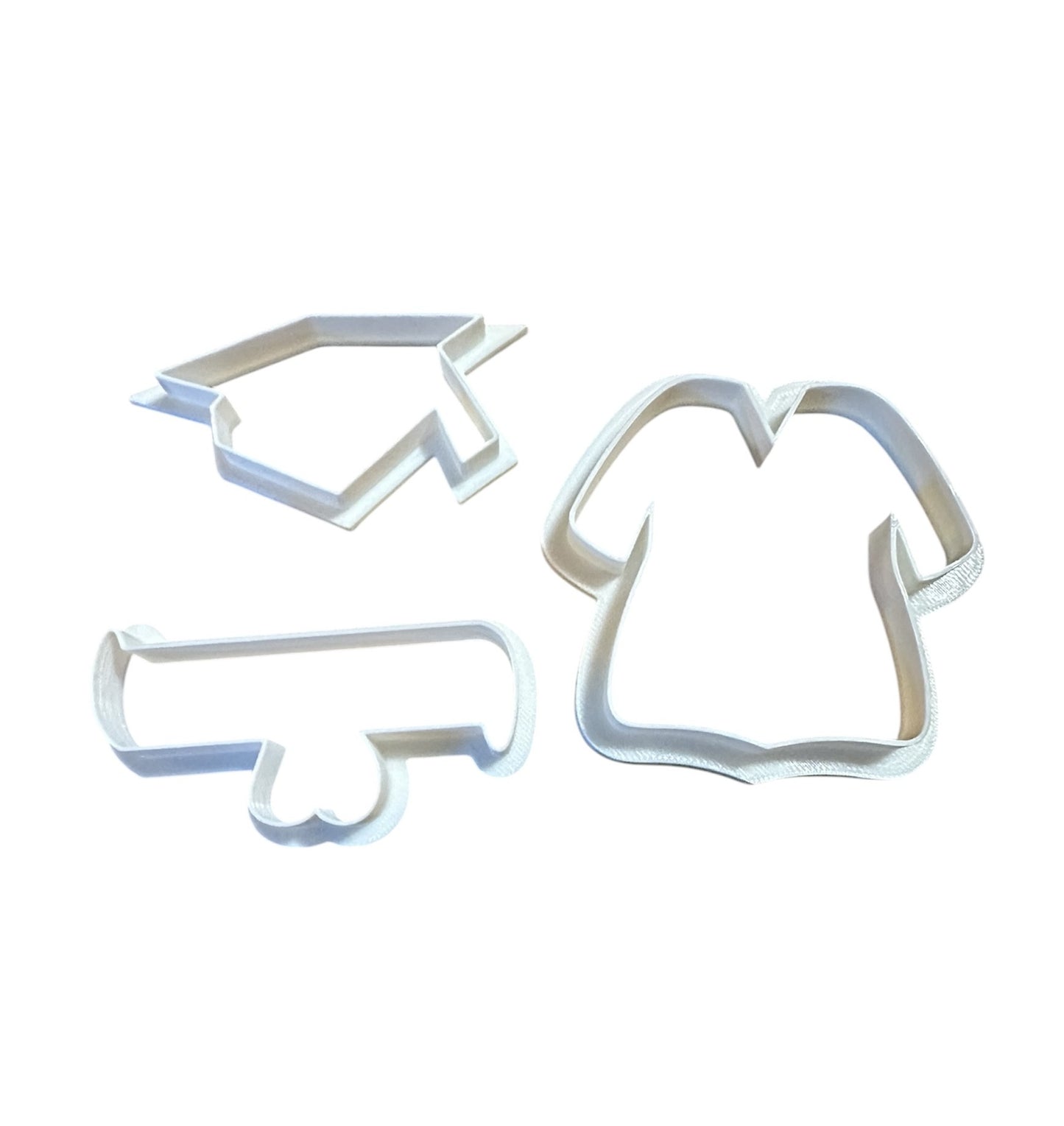 Graduation Cookie Cutter 3 set, cap and gown and diploma cookie cutter