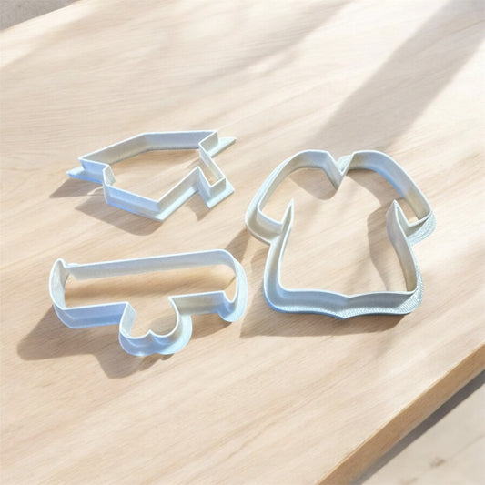 Graduation Cookie Cutter 3 set, cap and gown and diploma cookie cutter