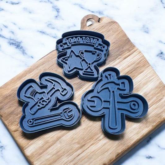 Dad cookie cutter stamps, Fathers day cookies, tools cookie cutters