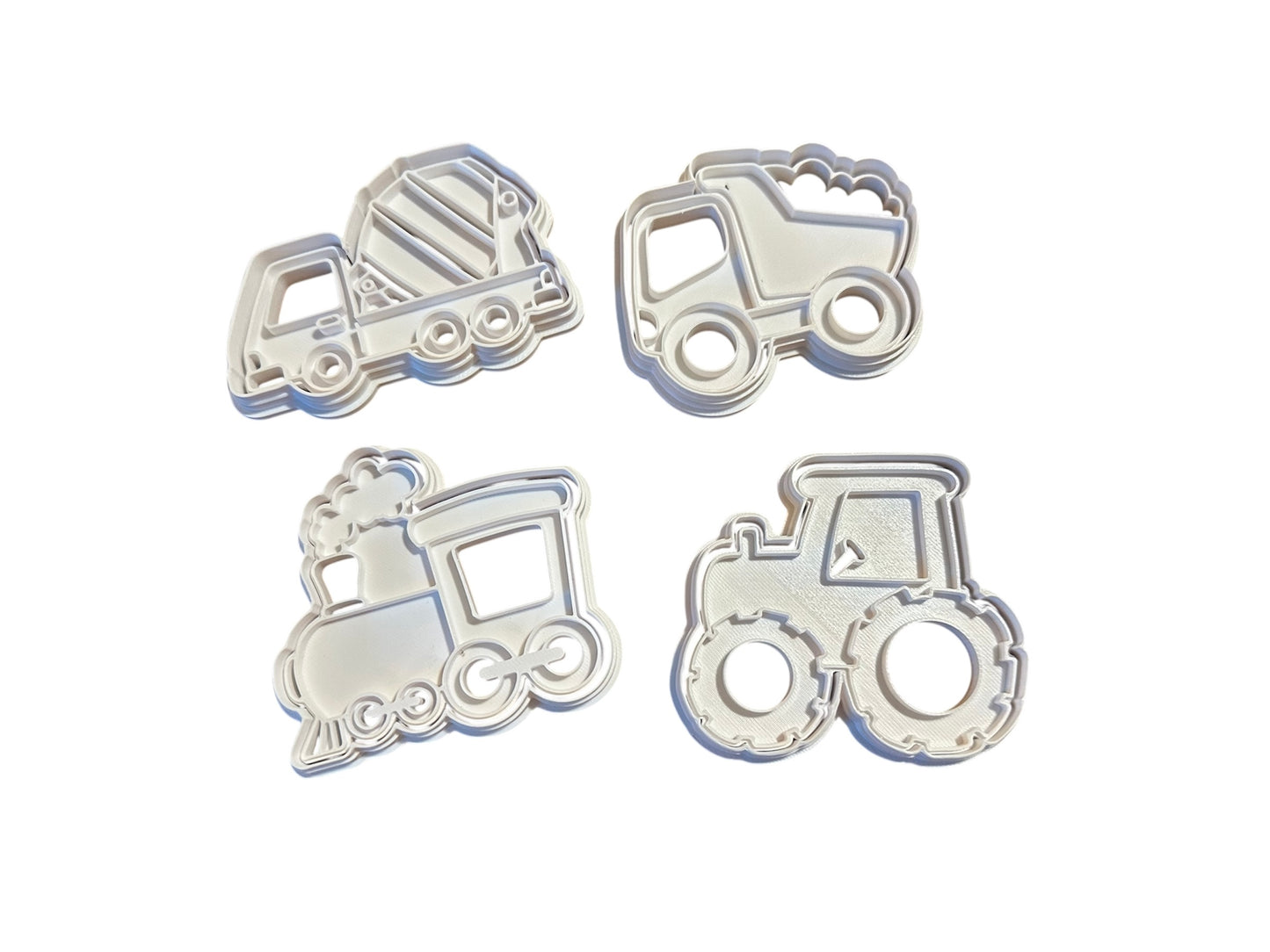 Vehicle cookie cutters, train cookie cutter, construction trucks cookie cutter