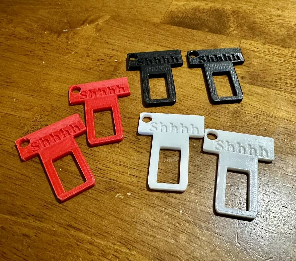 2 Universal Car Seat Belt Buckle Clip /Shhh Design /keychain