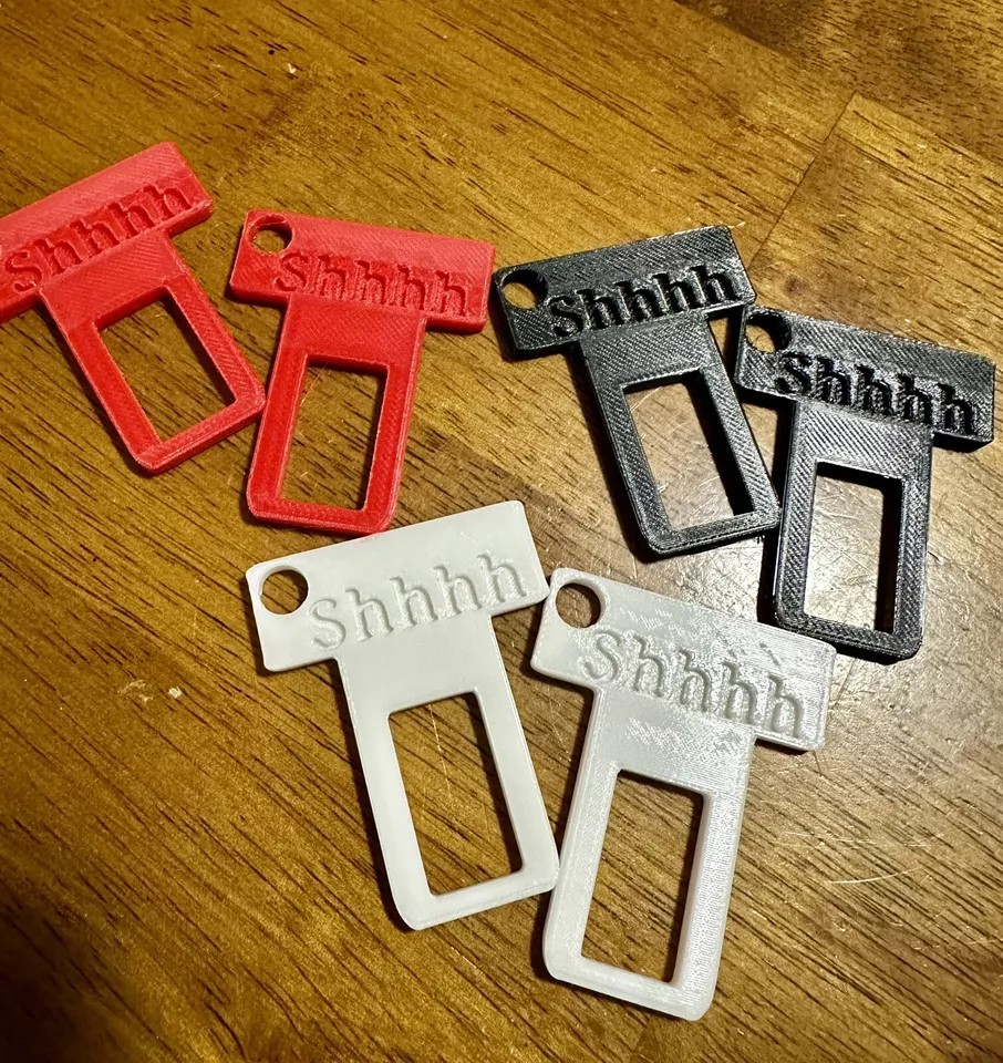 2 Universal Car Seat Belt Buckle Clip /Shhh Design /keychain