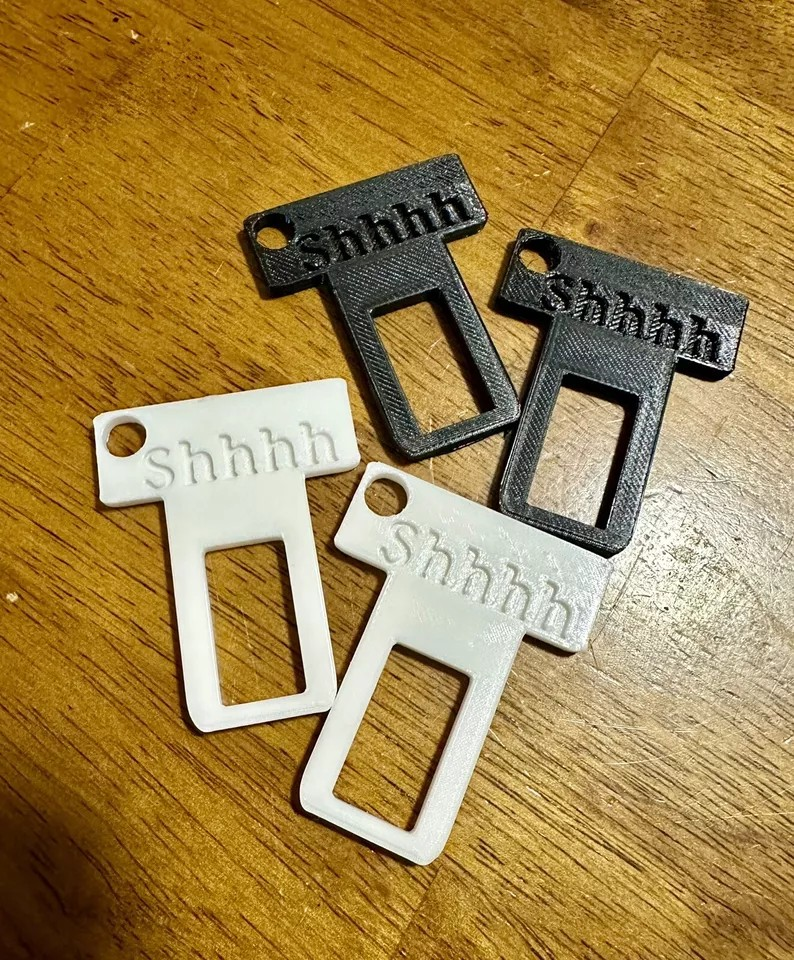 2 Universal Car Seat Belt Buckle Clip /Shhh Design /keychain